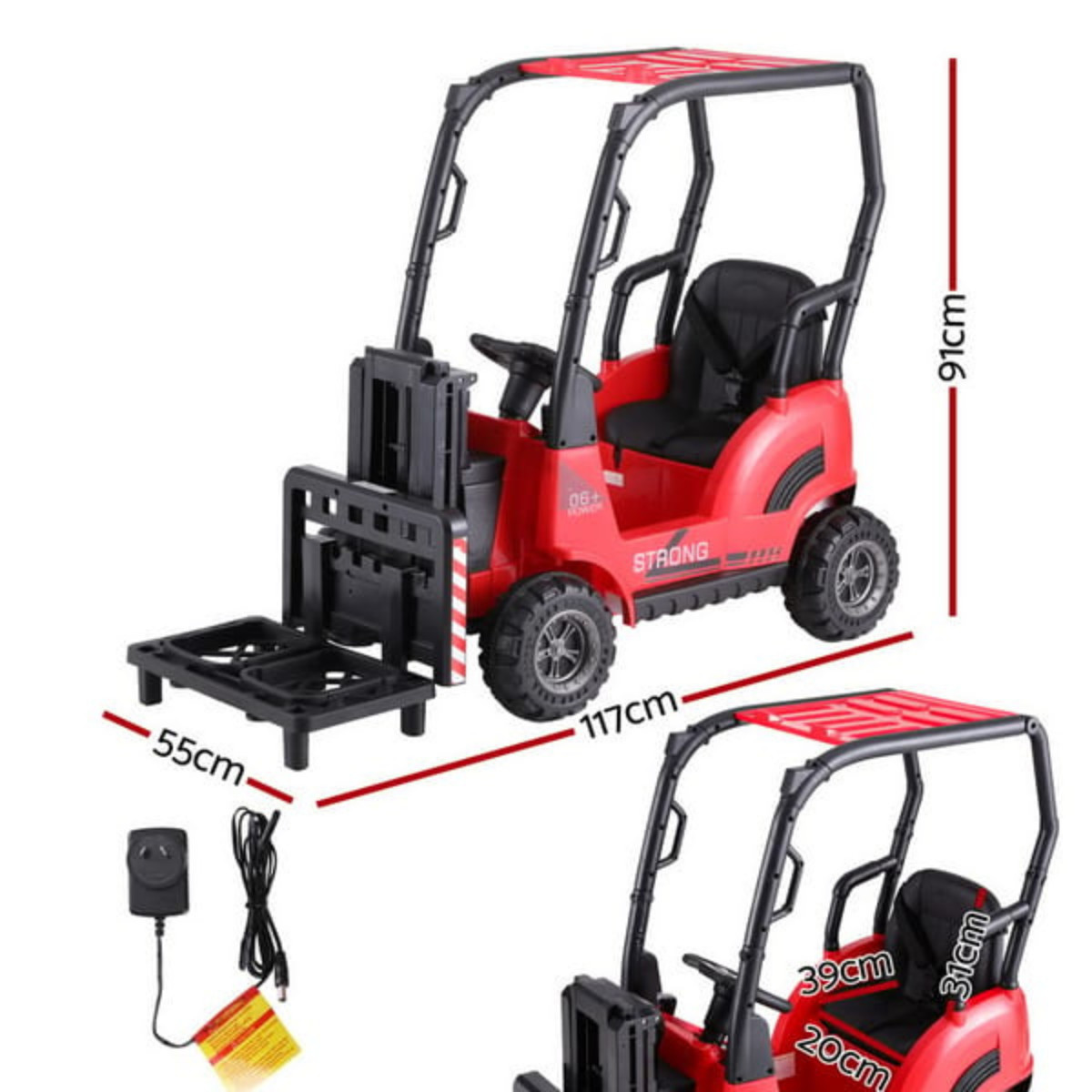 Kids 12V Battery Electric Ride On Forklift Loader Car Red Remote Horn