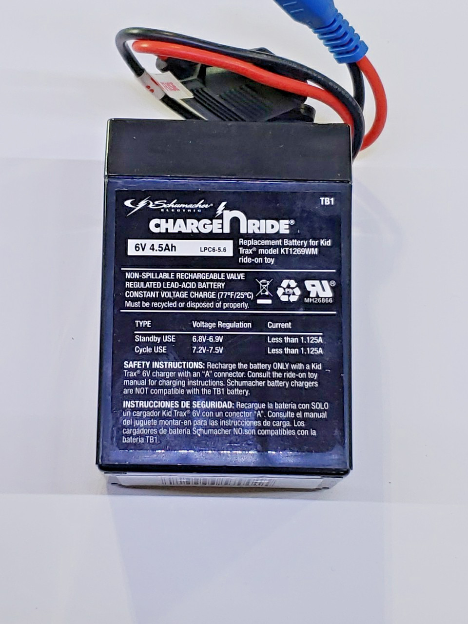 Schumacher Charge N Ride TB1 Rechargeable Replacement Battery 4.5Ah 6V