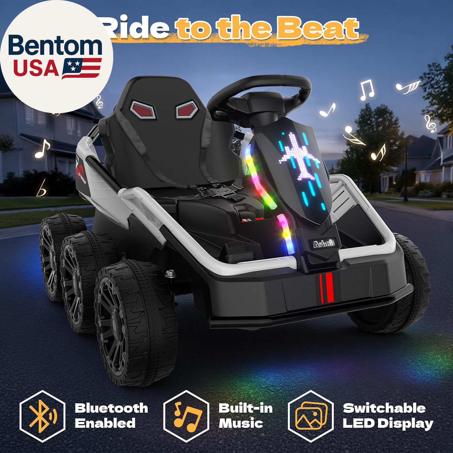 24V Ride on Toys for Big Kids 3-10, 4WD/2WD Switchable, No Height Limit, 17″ Wid