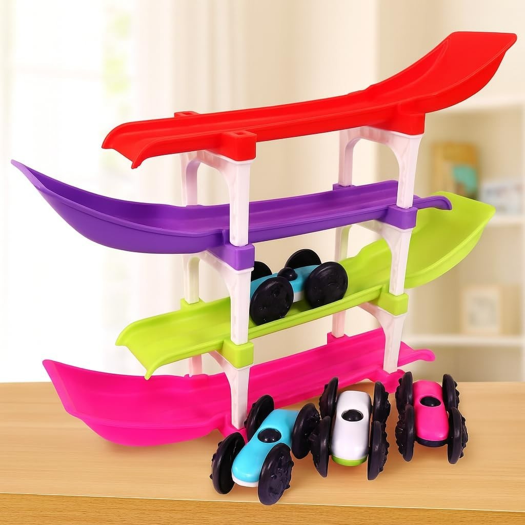 Racer Ramp Toy With 4 Cars, 4 Ramps And Race Track For Toddlers, Boys & Girls