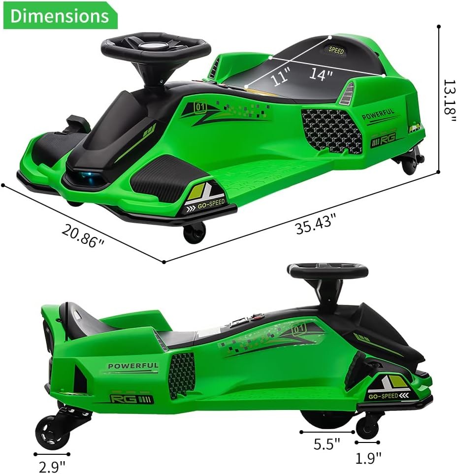 🔥GRAVEE 24V Kids Drift Go Kart Electric 7.5MPH Variable Speed Pedal Car 6-12Y