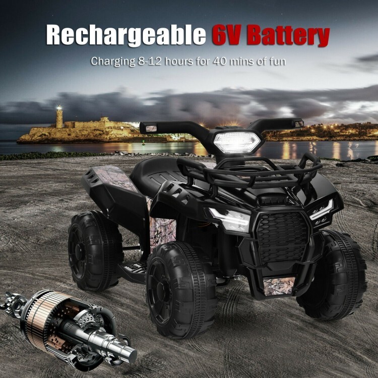 6V Kids ATV Quad Electric Ride On Car Toy Toddler Vehicle W/ LED Light MP3 Black