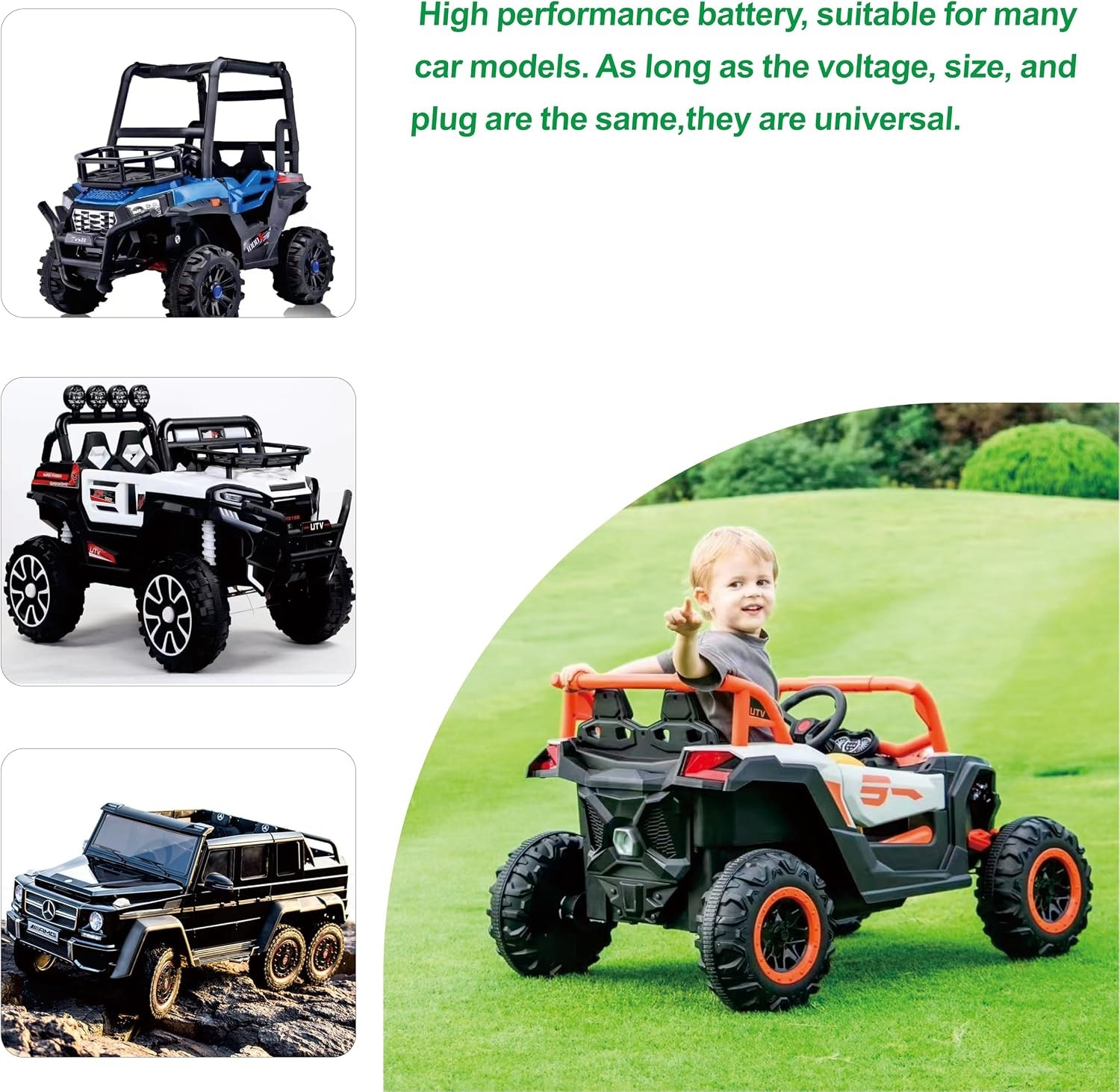 24V 12Ah Li-ion Battery for Kids Ride-On Cars UTV with Charger