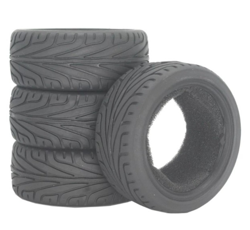 4PCS 26mm X-pattern Soft Rubber Tire for 1/10 Tamiya Wheel Rim On Road RC Car