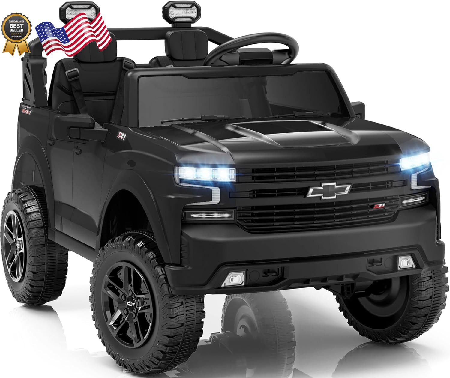 24V 2 Seater Ride on Toys Licensed Chevrolet Silverado, Electric Vehicle with Re