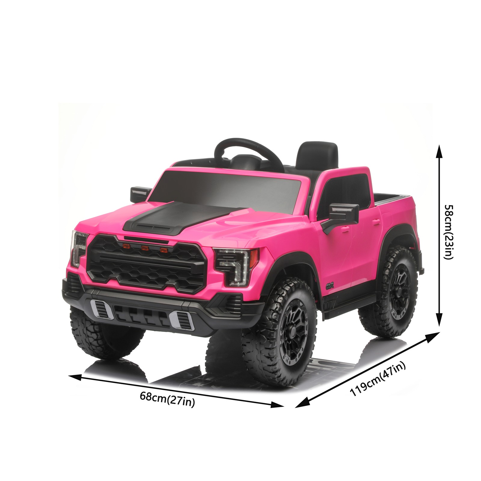 12V Kids Ride-On Car Remote Control, 4-Wheel Shock Absorption 3-6 Years Pink