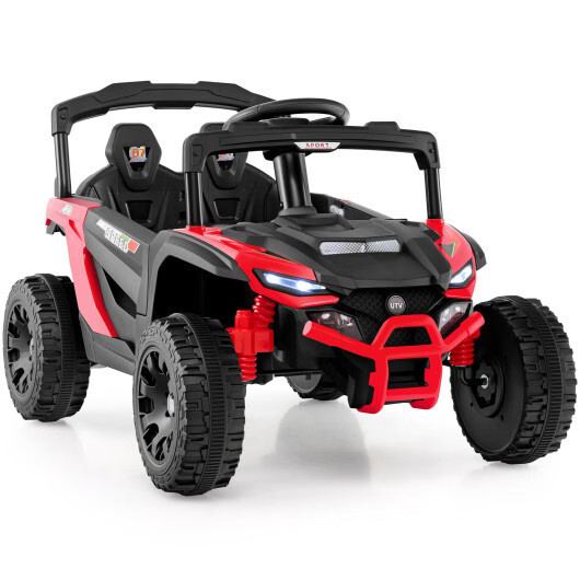 12V Kids Ride On Car UTV Electric Vehicle with LED Lights Music and Horn-Black