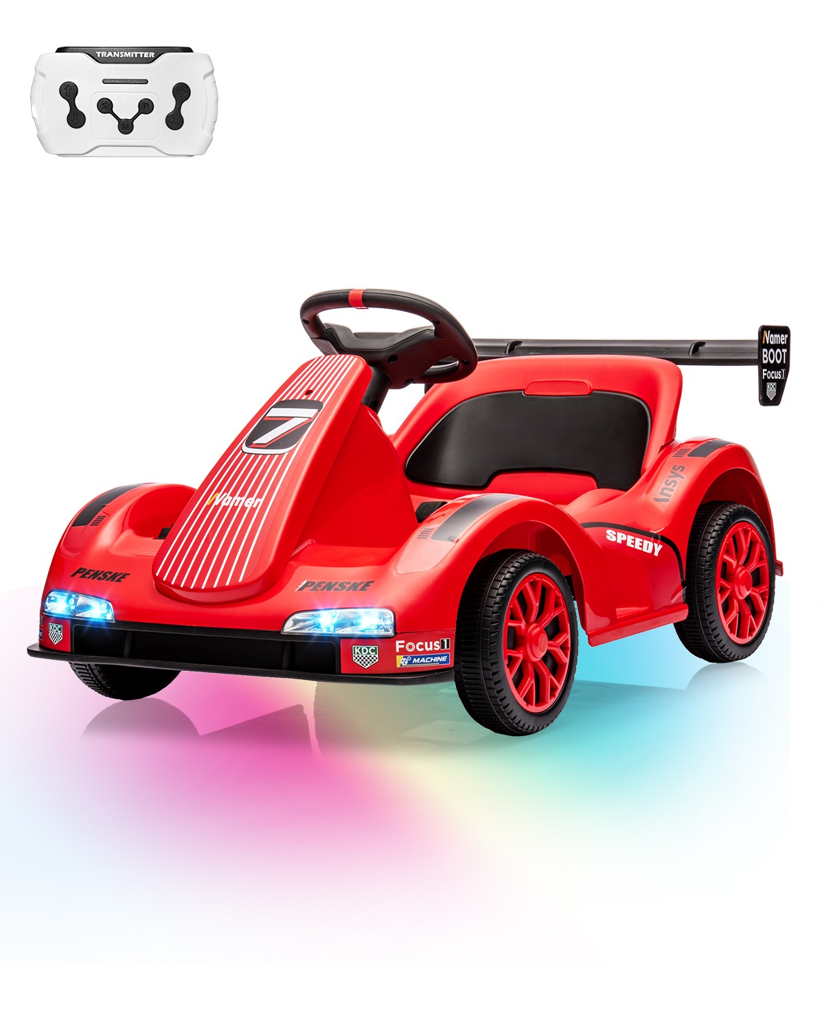 6V Kids Go Kart Remote Control Bluetooth LED All Terrain Ride On Toy