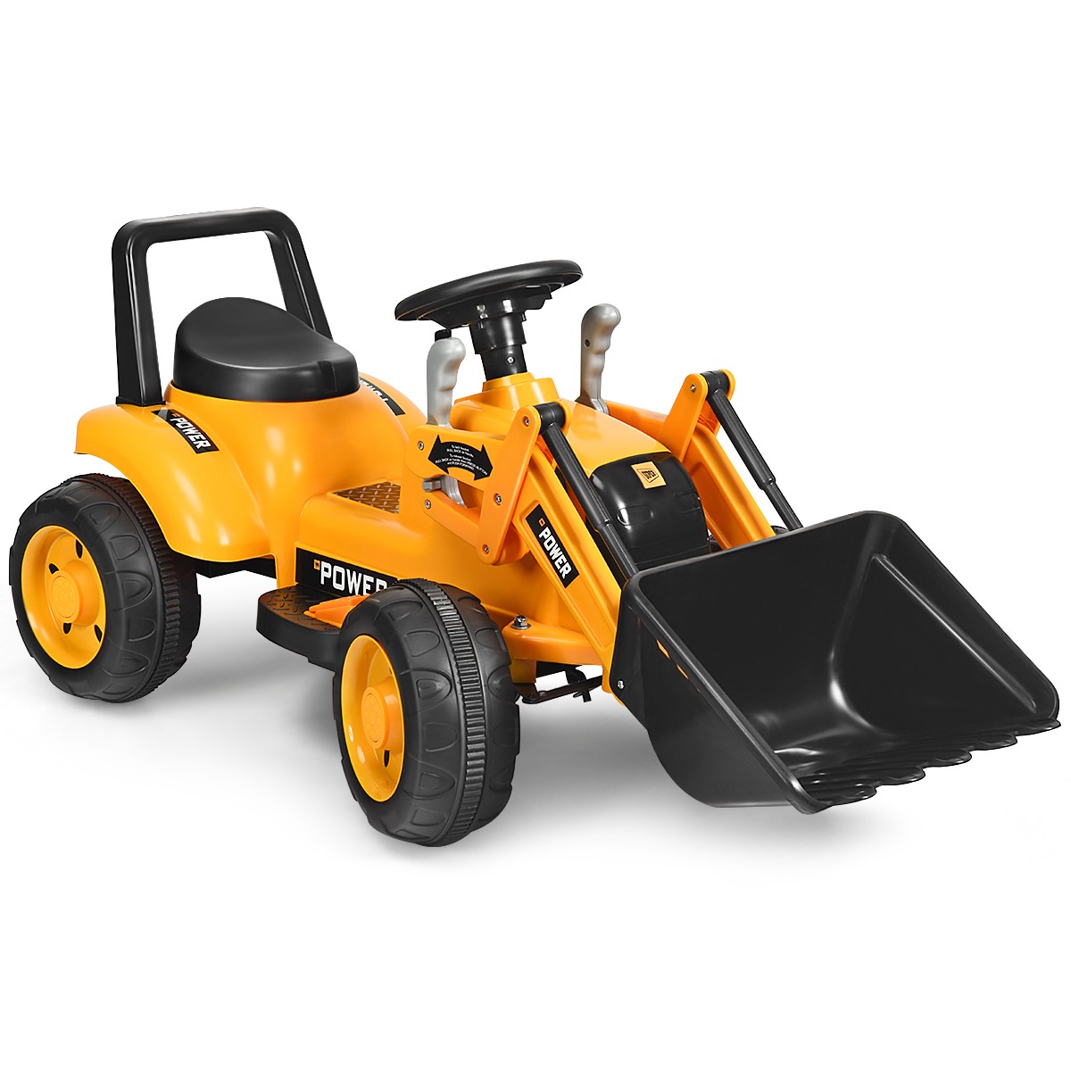 Kids Ride On Excavator Tractor w/Digging Bucket 6V Battery Powered Digger Yellow
