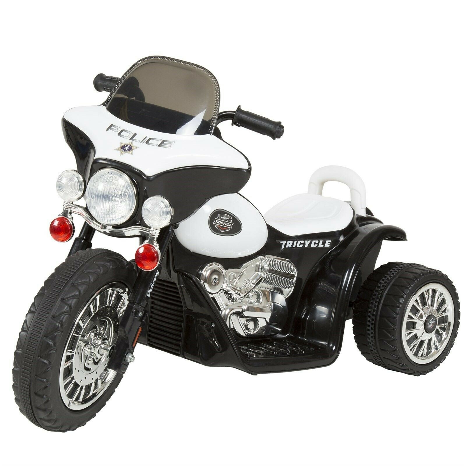 Three Wheeled Police Battery Operated Chopper Trike Ride on Toy 2-3 Yrs