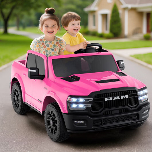 2 Seater 24V Ride on Toy for Big Kids Licensed Ram Truck with Remote and Music-P