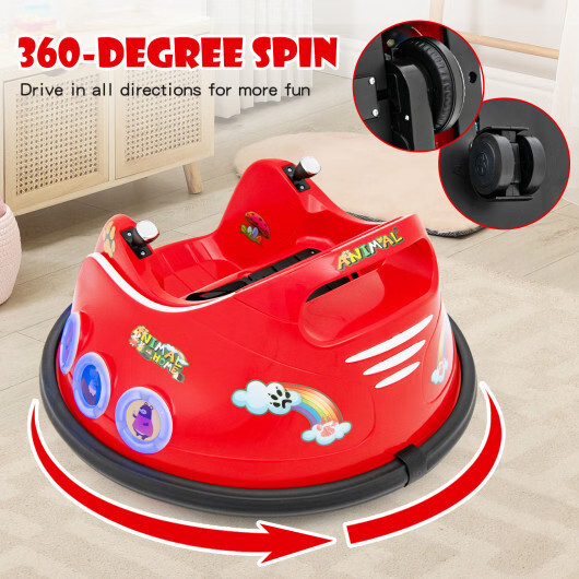 12V Electric Ride On Car with Remote Control and Flashing LED Lights-Red – Color