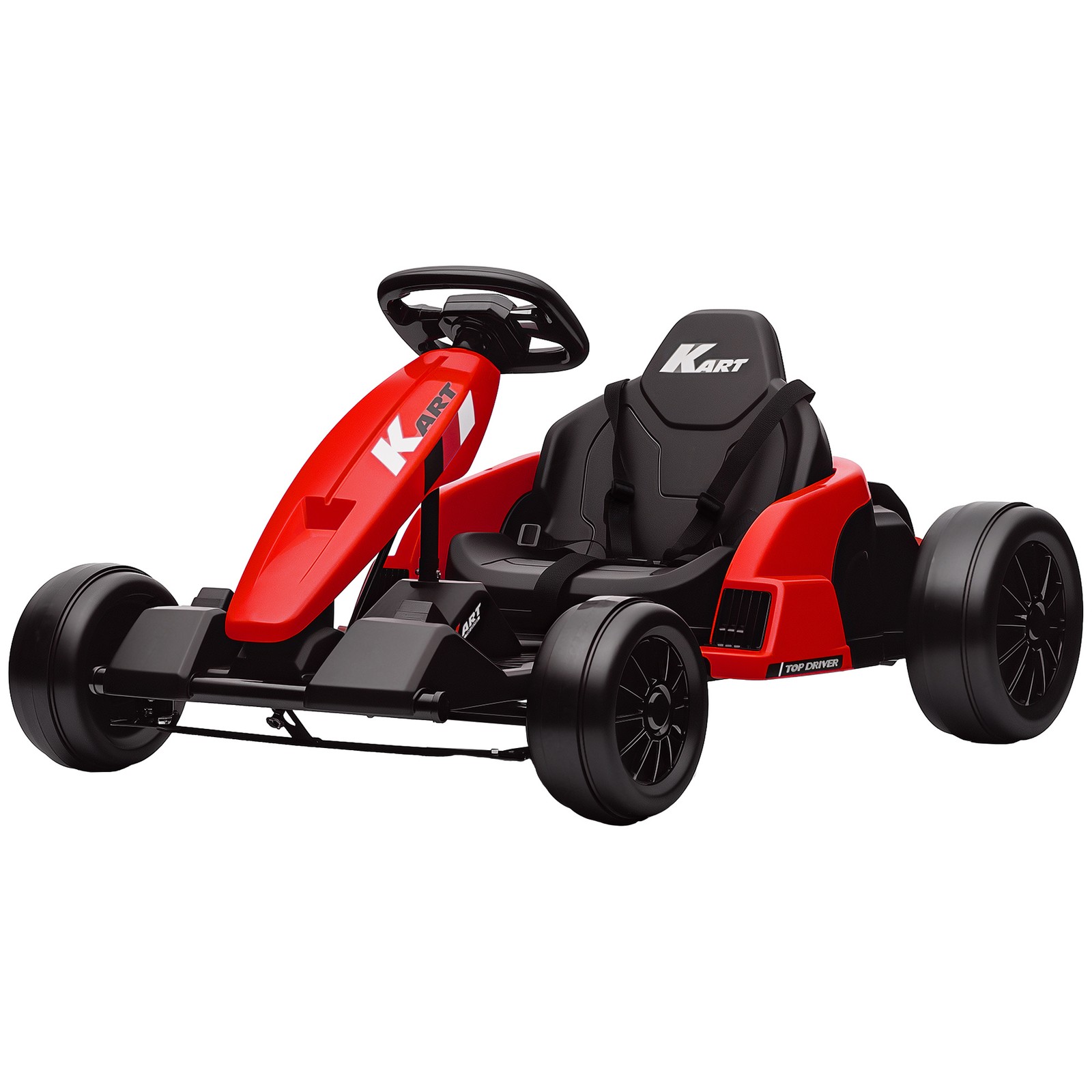 24V Electric Go Kart with Dual 150W Motors, Adjustable Seat, Slow Start, Red
