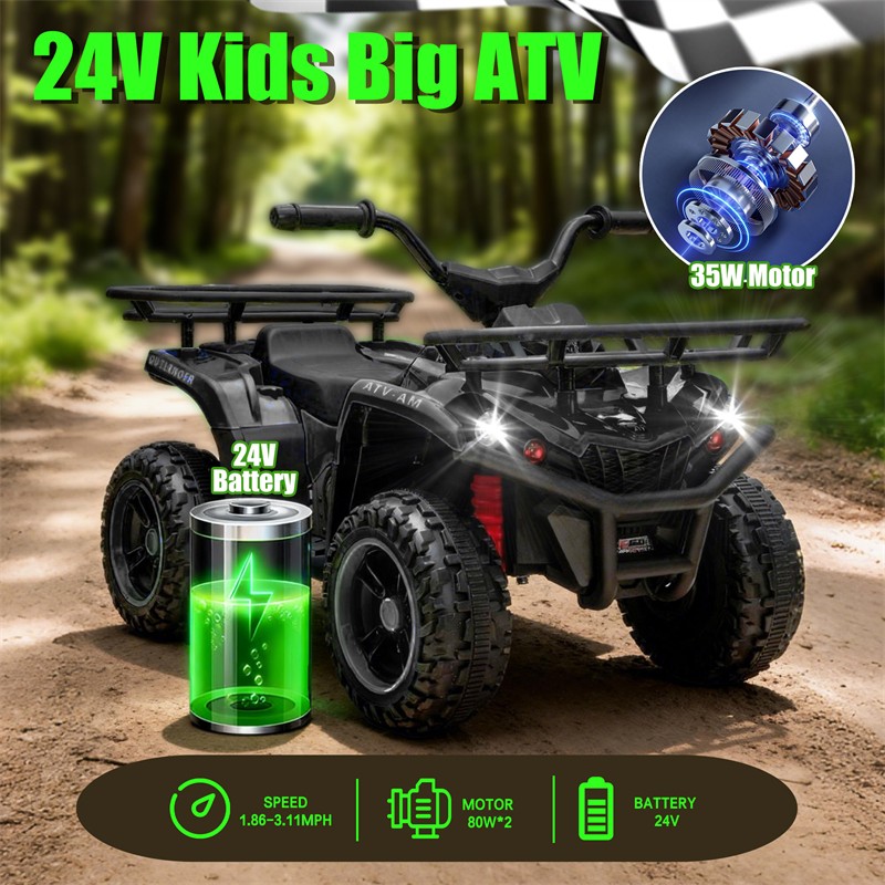 24V 80W*2 Electronic Kids Ride On Toy ATV w/Off-Road Vehicle for Kids Aged 3-5