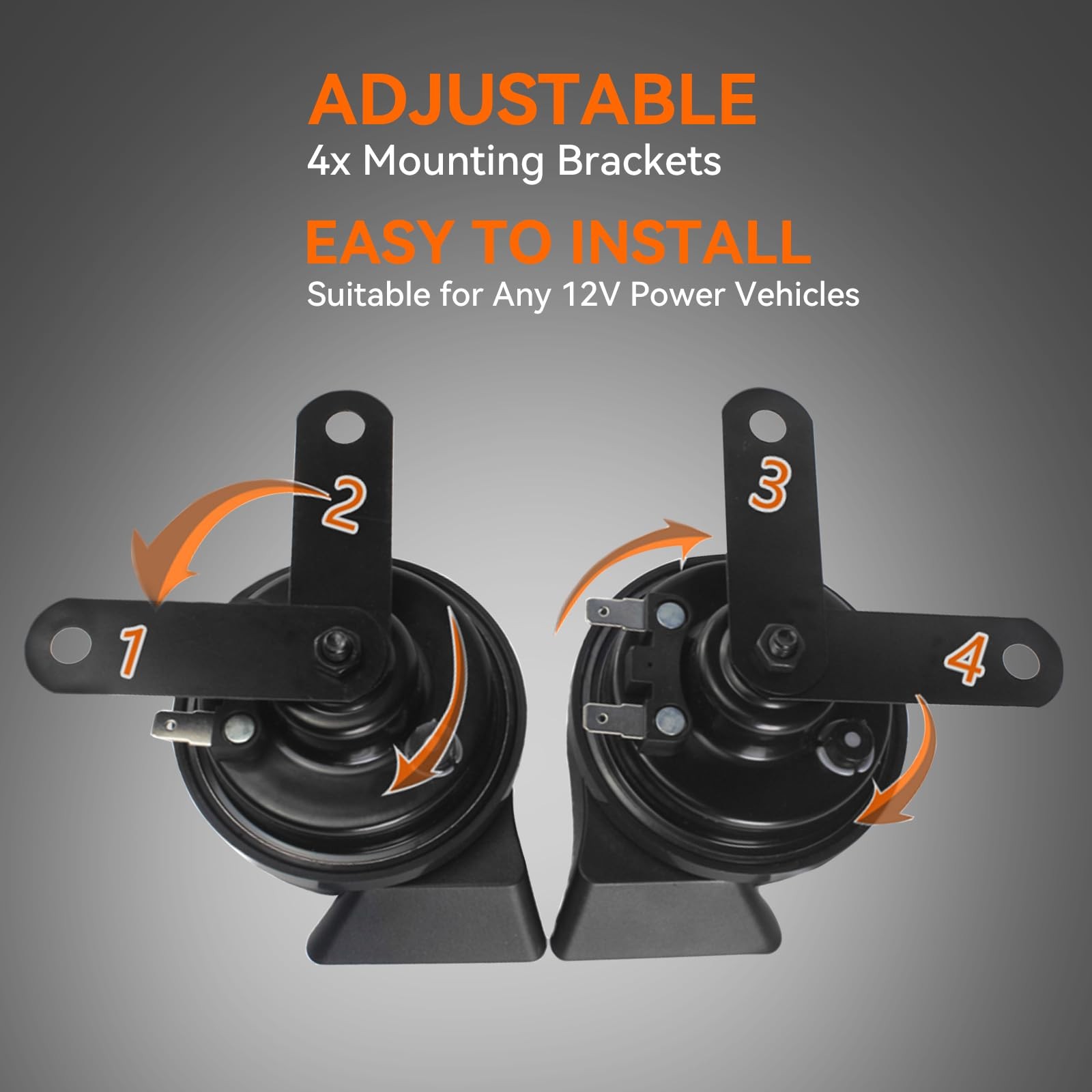 130DB Super Loud Electric Snail Horn Dual-Tone Waterproof Universal 12V Vehicle