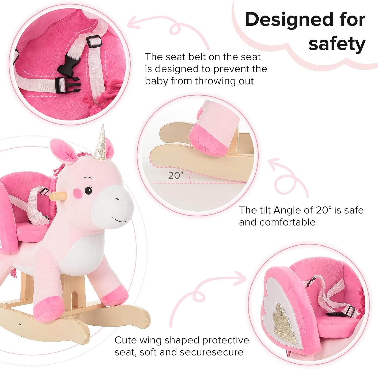 Pink Plush Unicorn Ride-On Rocker – Perfect for Growing Infants and Toddlers