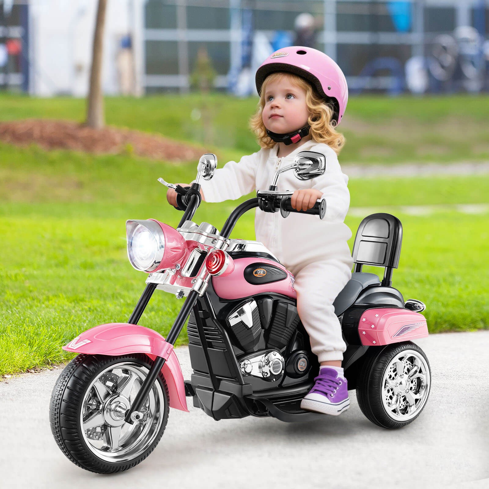6V Kids Ride On Chopper Motorcycle 3 Wheel Trike with Headlight and Horn