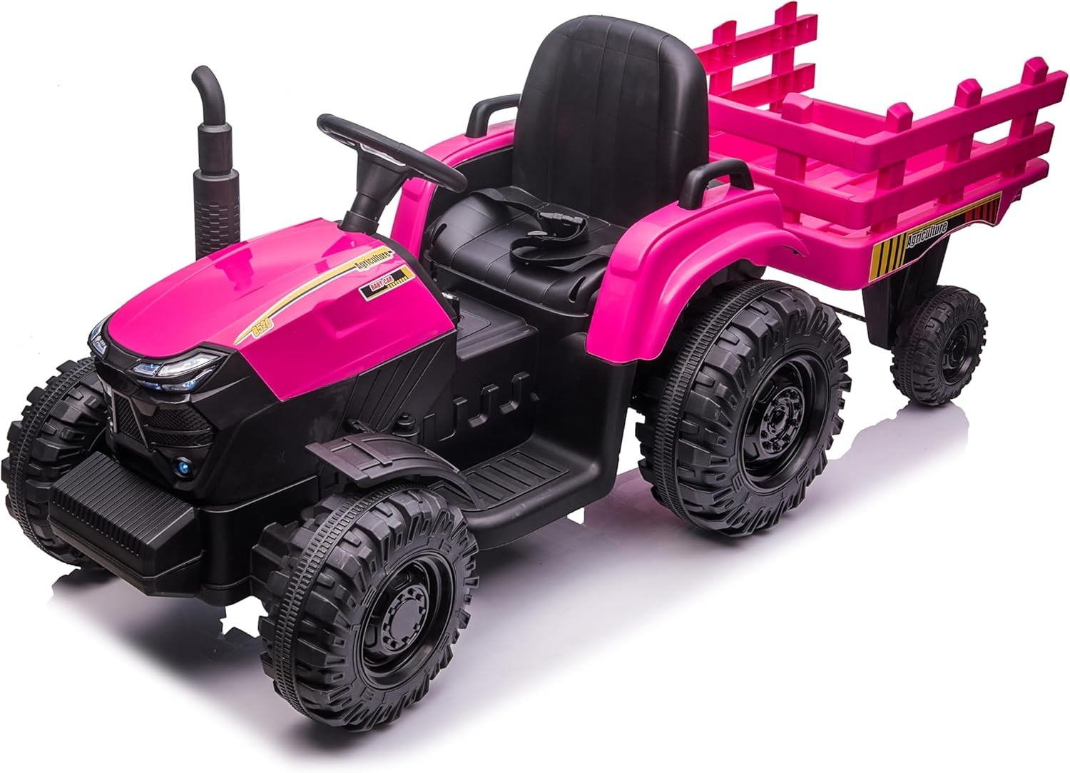 Electric Ride On Car Kids Ride On Tractor with Trailer Outdoor Farm Play Vehicle