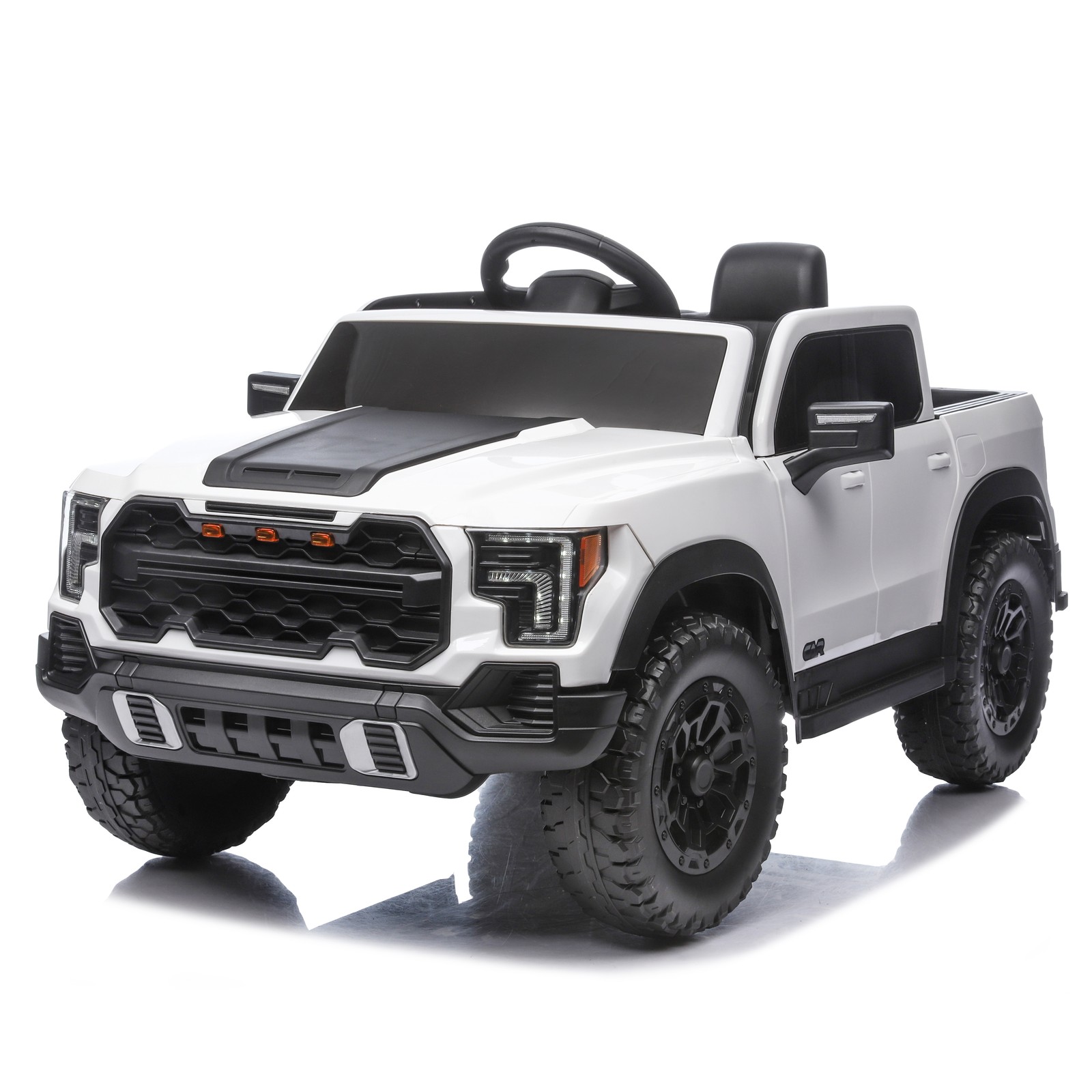 12V Kids Ride-On Car Remote Control, 4-Wheel Shock Absorption 3-6 Years White
