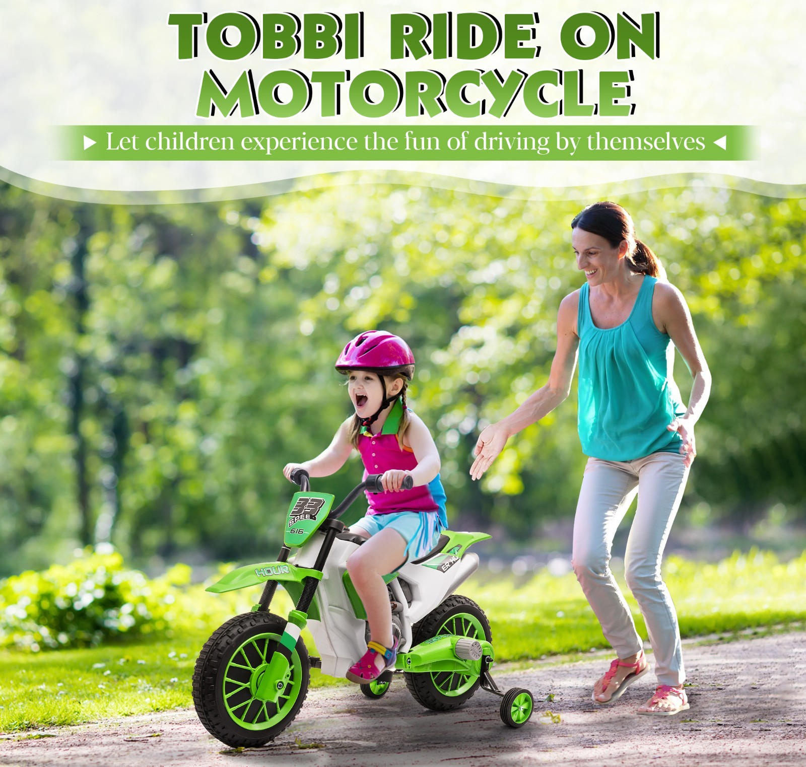 TOBBI Electric Motorcycle for Kids 12V Dirt Bike Ride on Toy Battery Motorbike