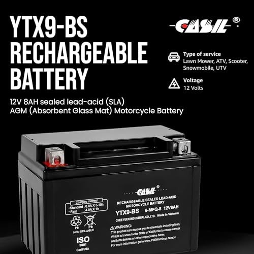 YTX9-BS – 12V 8AH 135 CCA – SLA Power Sport Battery YTX9-BS Motorcycle Battery
