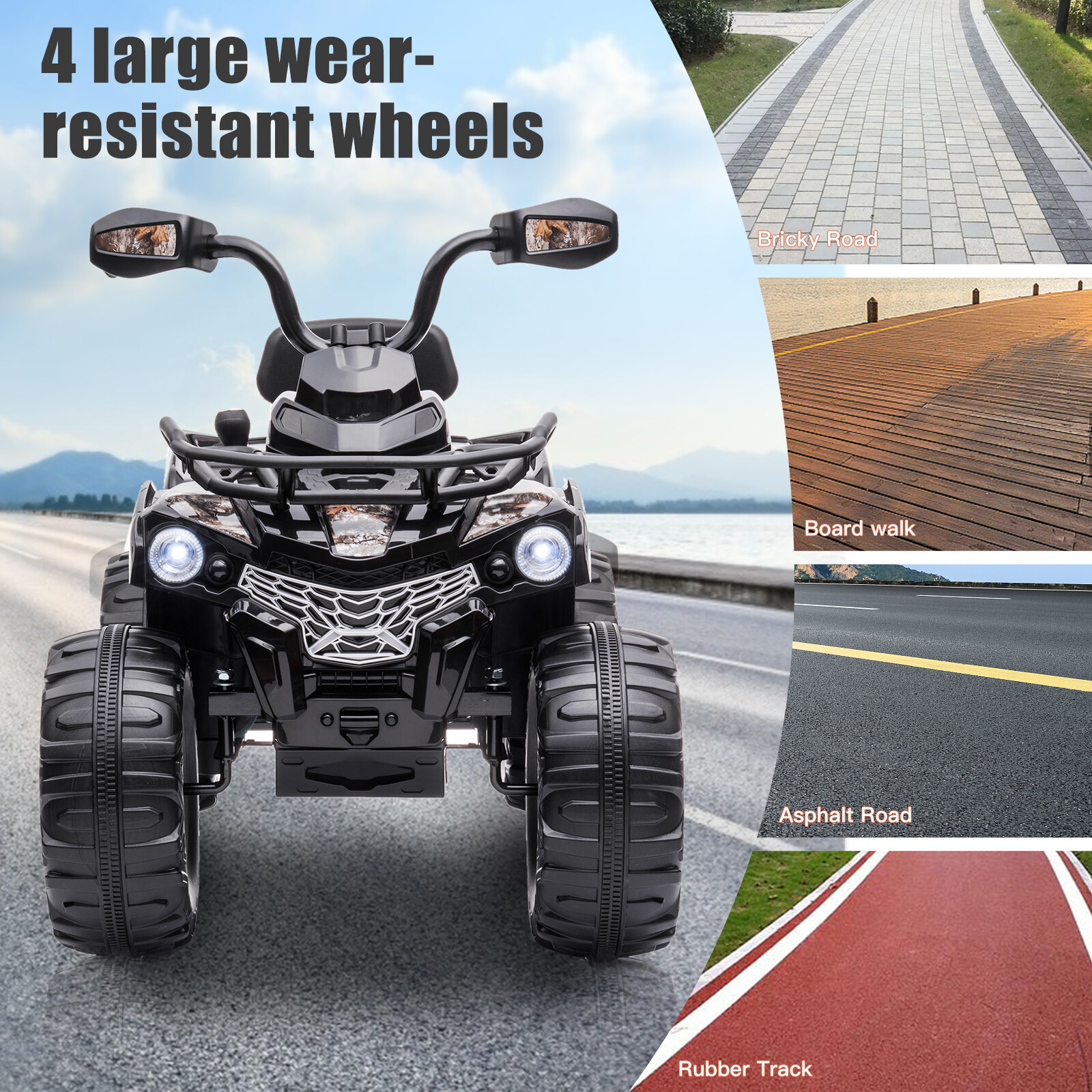 12V Kids Ride On ATV 4-Wheeler Quad Car Electric 2 Speeds w/MP3 + LED Kids Gifts
