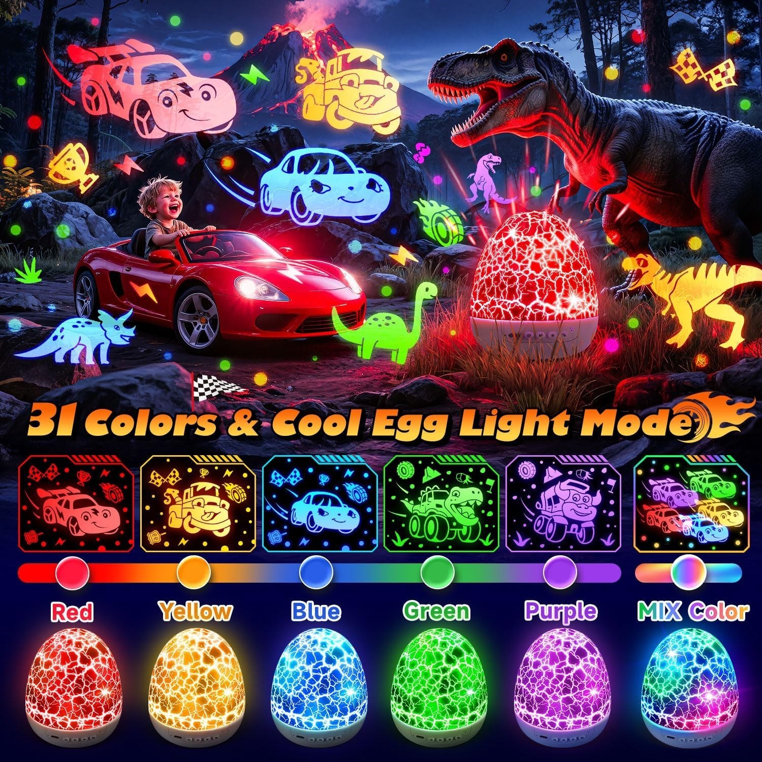 Engaging Toddler Night Light Projector with Sounds, Colors & Rotating Images