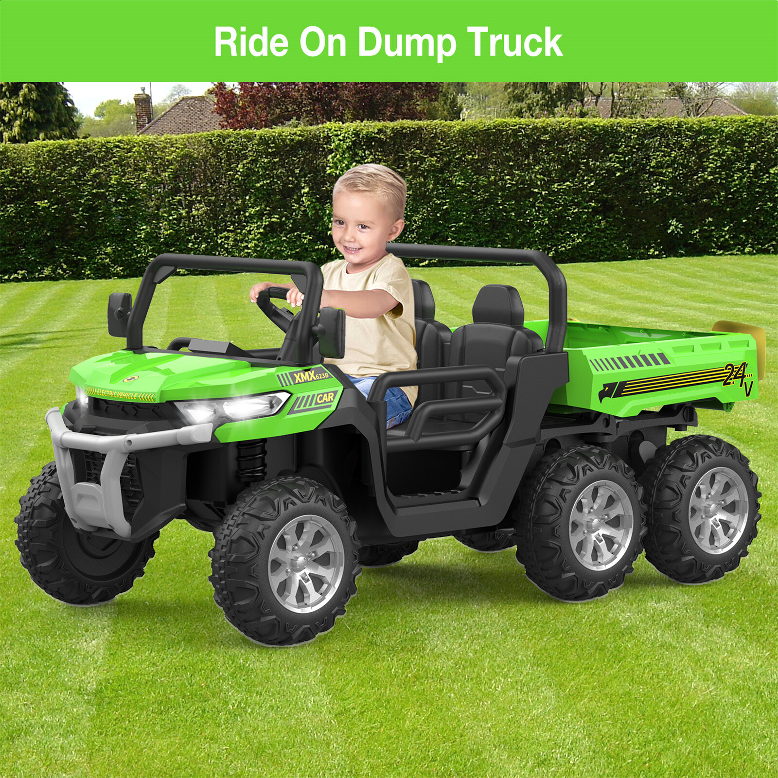 24V Ride on Dump Truck with Remote Control Electric Dump Bed Electric Vehicles