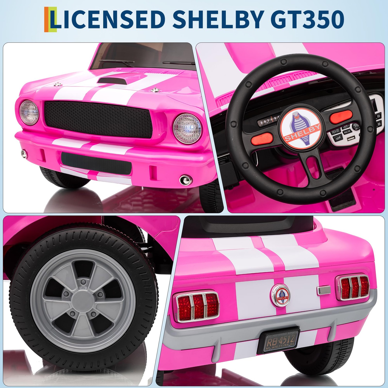 Garvee Ride on Licensed Shelby GT350, 12V Ride on Toys for Toddlers with Remote