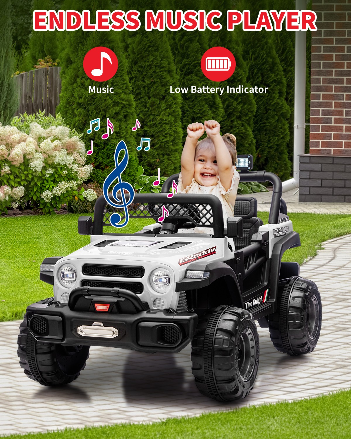 Kids Electric Ride-on Car, 12v Battery Truck with Dual Motors & Remote Control