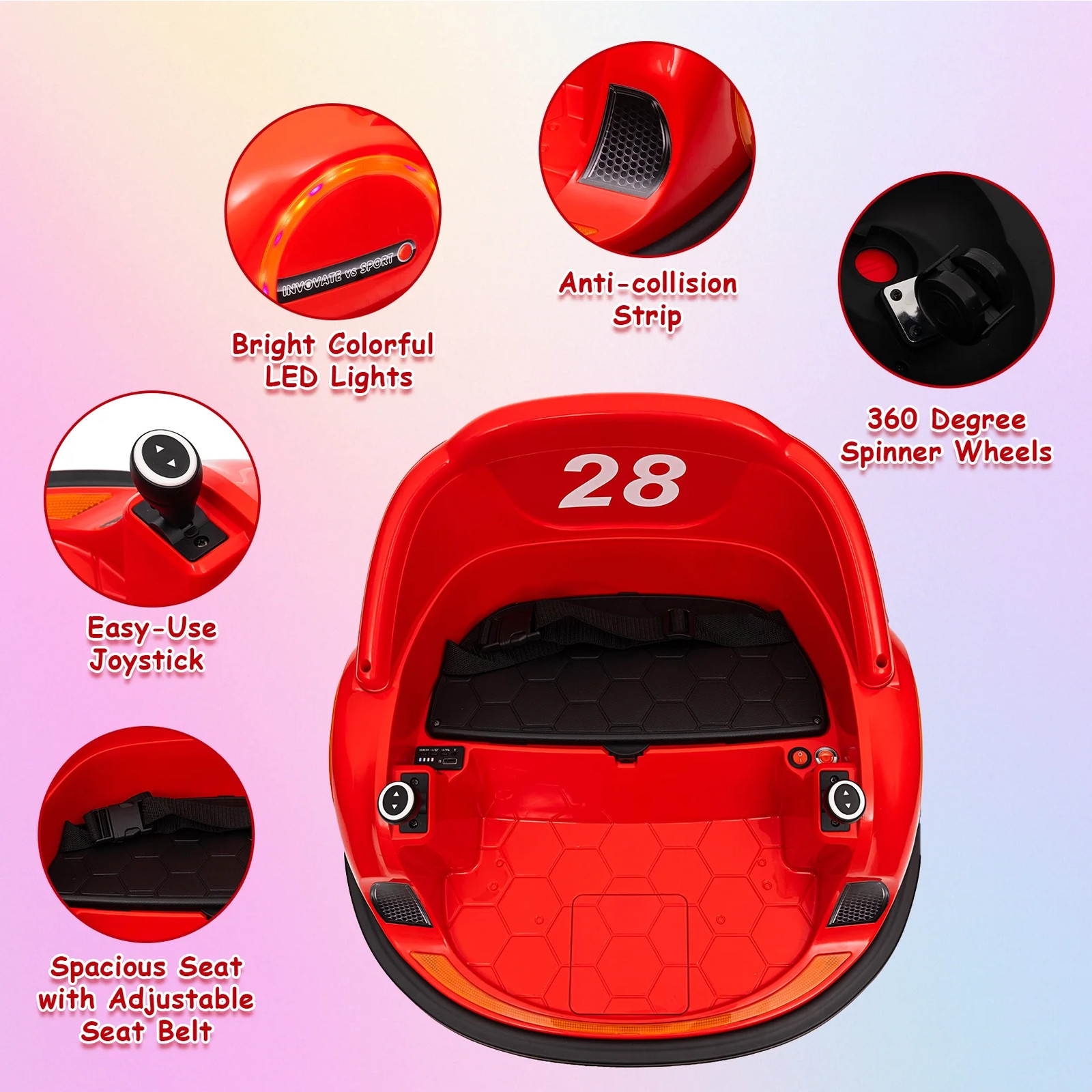 12V Electric Kids Ride on Bumper Car for Toddlers with Parent Remote