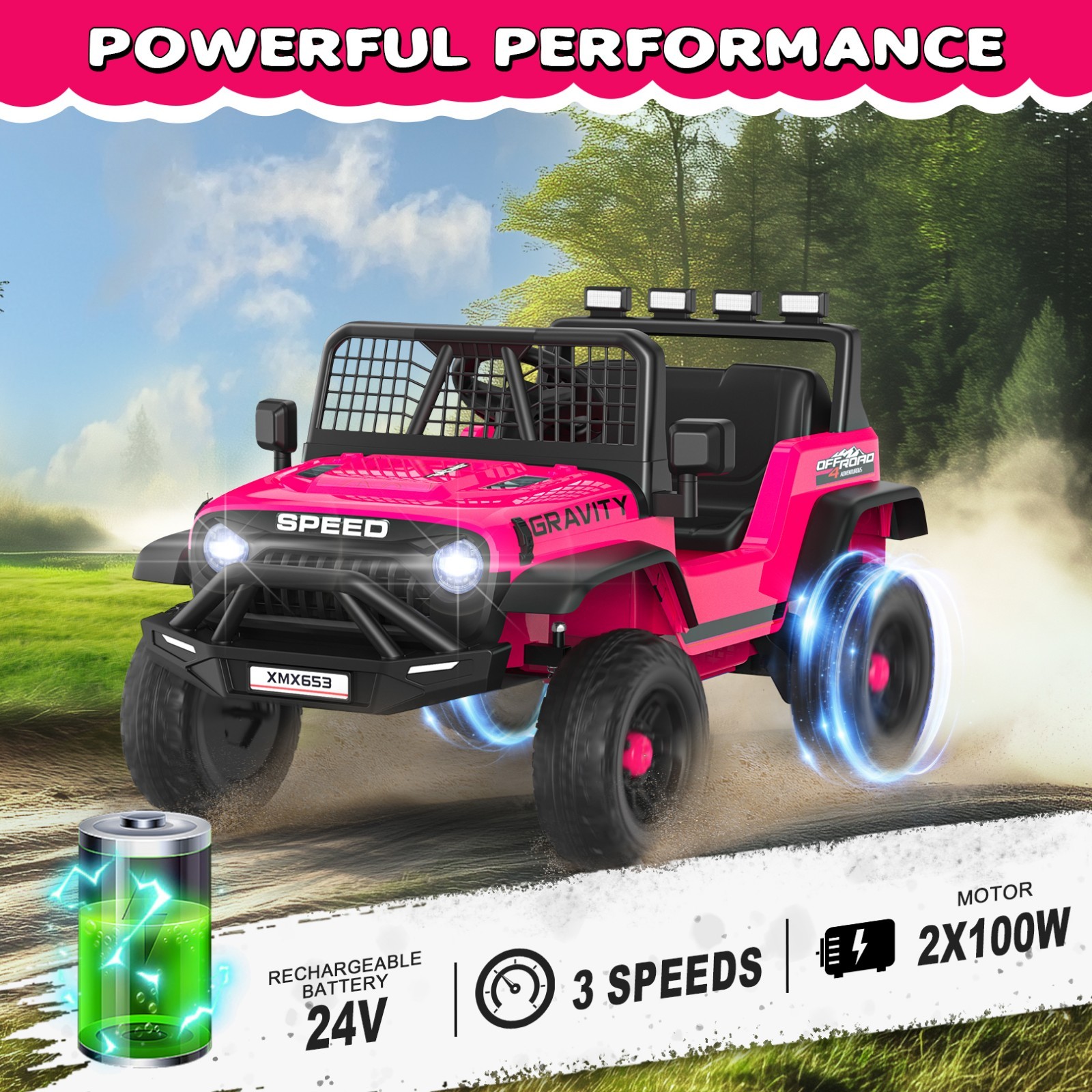 24V Kids Ride on Toy Electric Car Battery Power Wheel Truck w/Remote Control LED