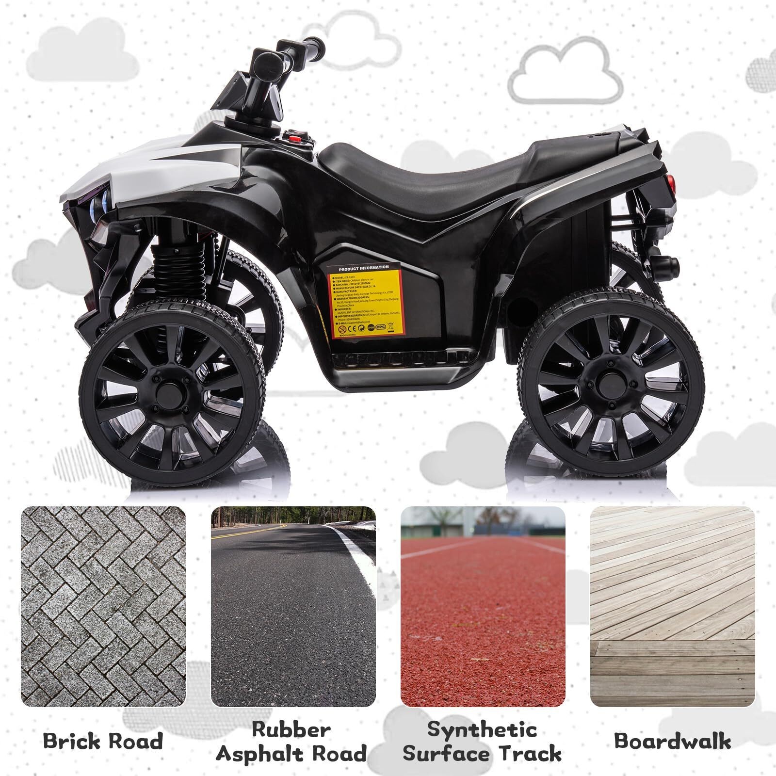 6V Kids Electric ATV 4 Wheeler with Music Lights 1.8 MPH Ride-on Toy Foot Pedal