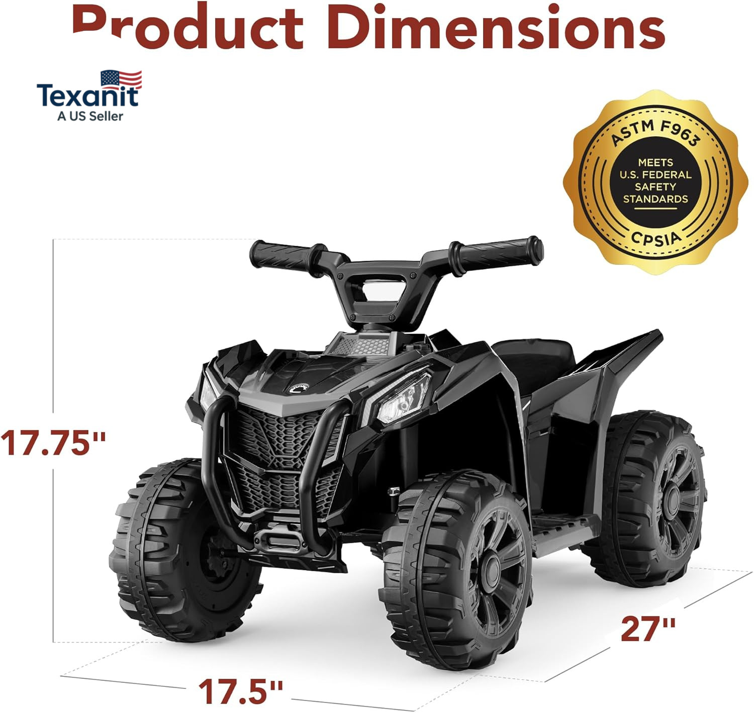 6V Kids Ride on Toy, 4-Wheeler Quad ATV Play Car W/ 1.8MPH Max Speed, Treaded Ti