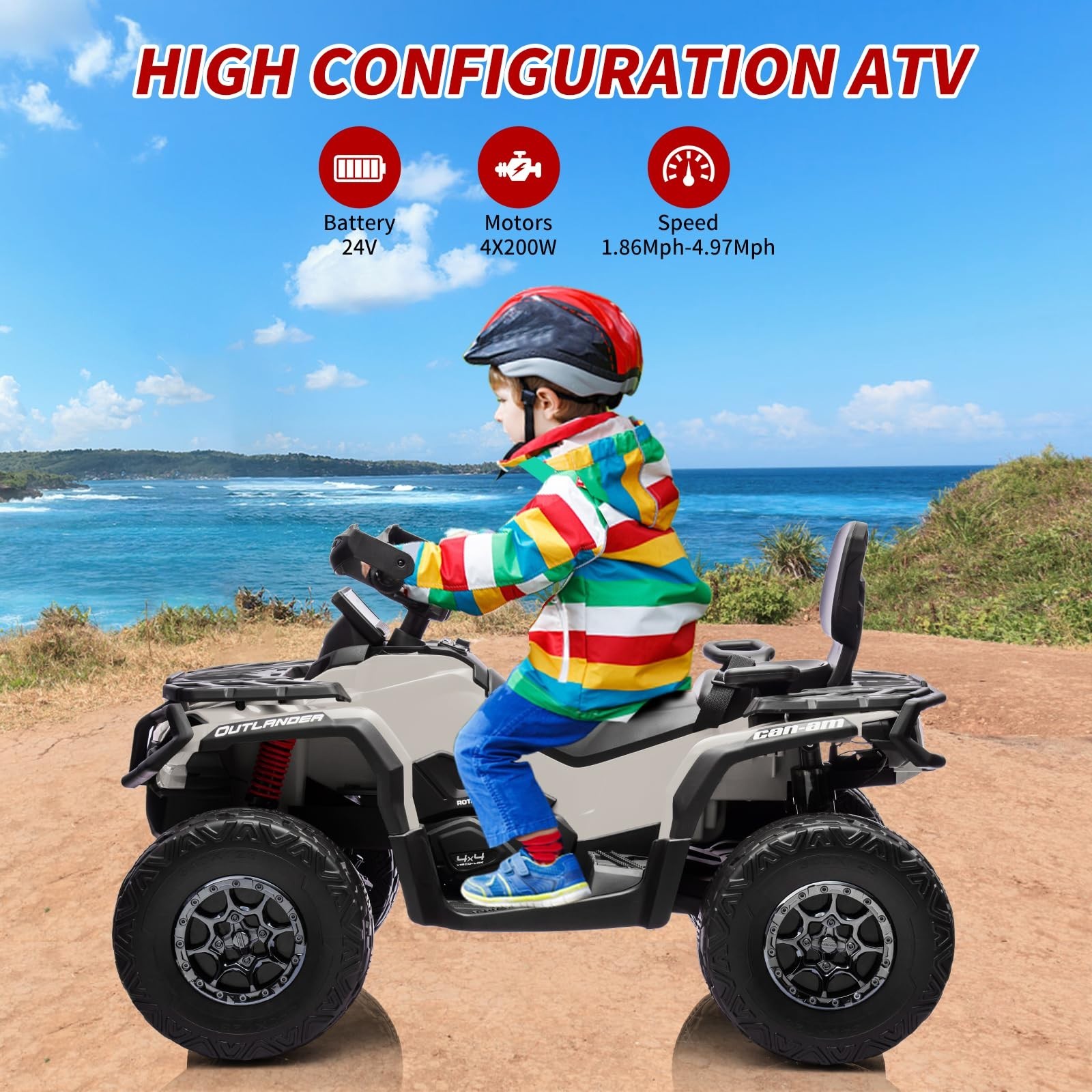 Christmas Electric Ride On ATV 2 Seaters 24V Ride On Car Licensed Can-Am For Kid