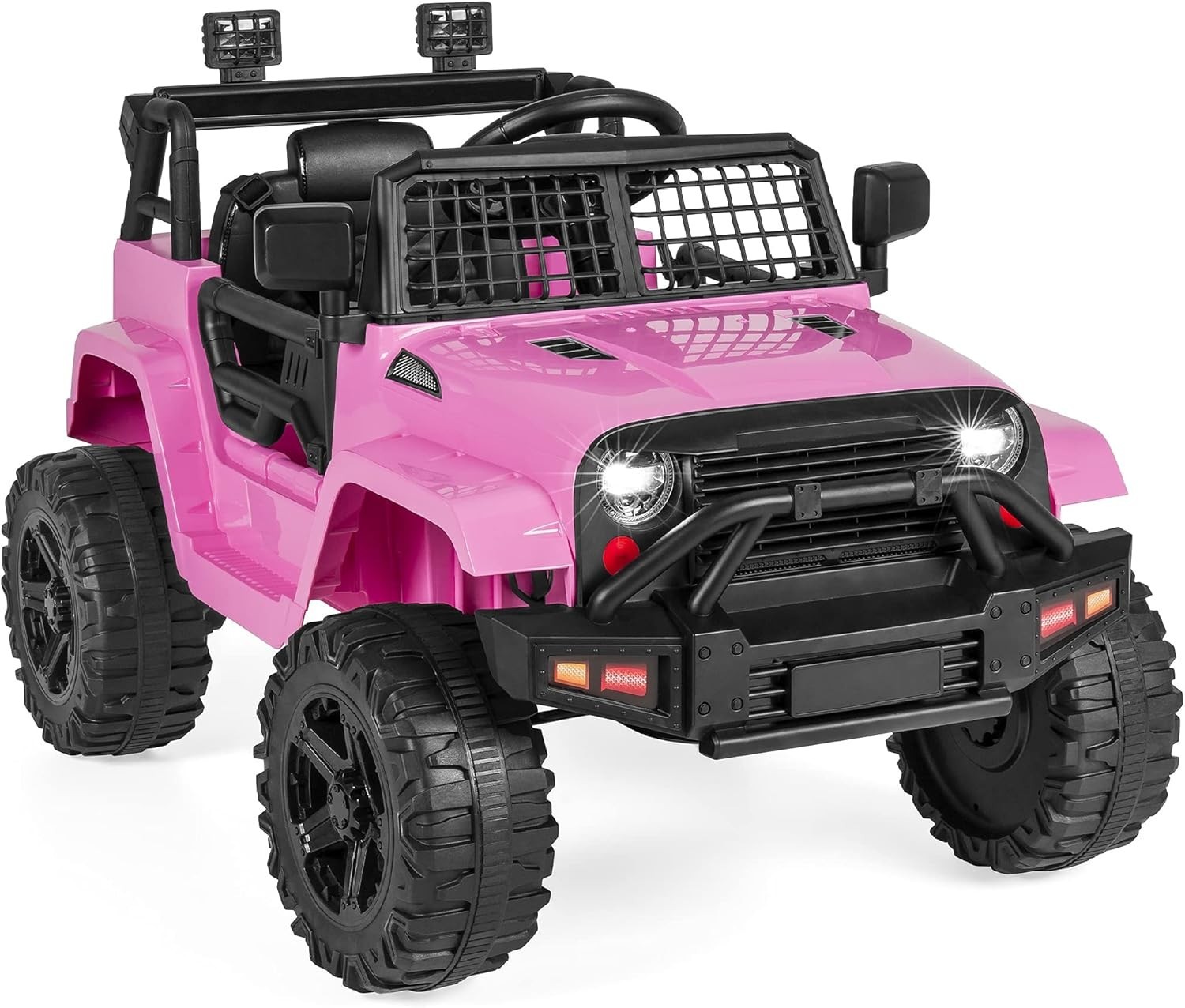 Powerful Pink 12V Kids Ride-On Truck with LED Lights & Parental Control Remote