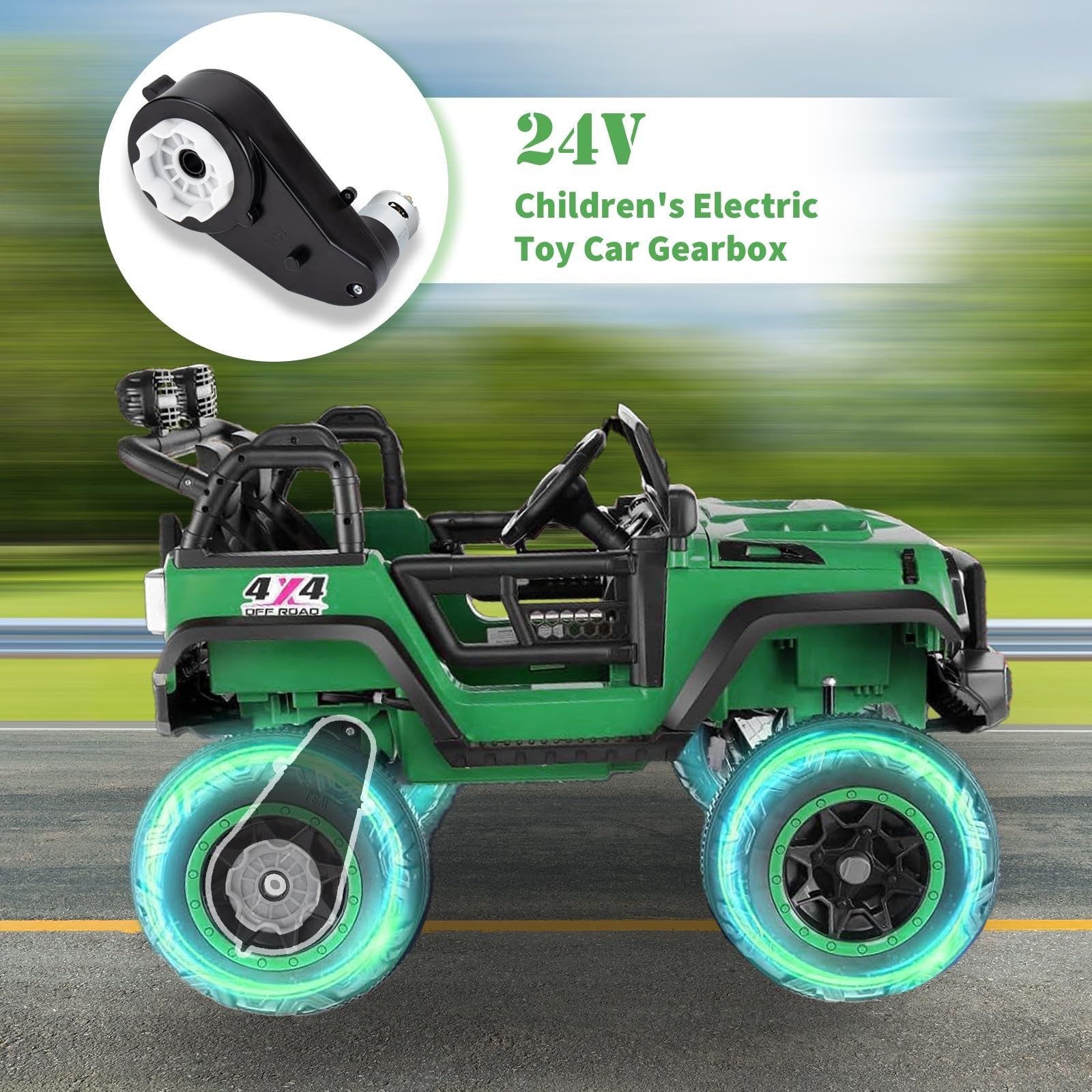 2Pcs 24V Gearbox Motor Upgrade for Kids Ride-On Cars, 40000RPM Replacement Parts