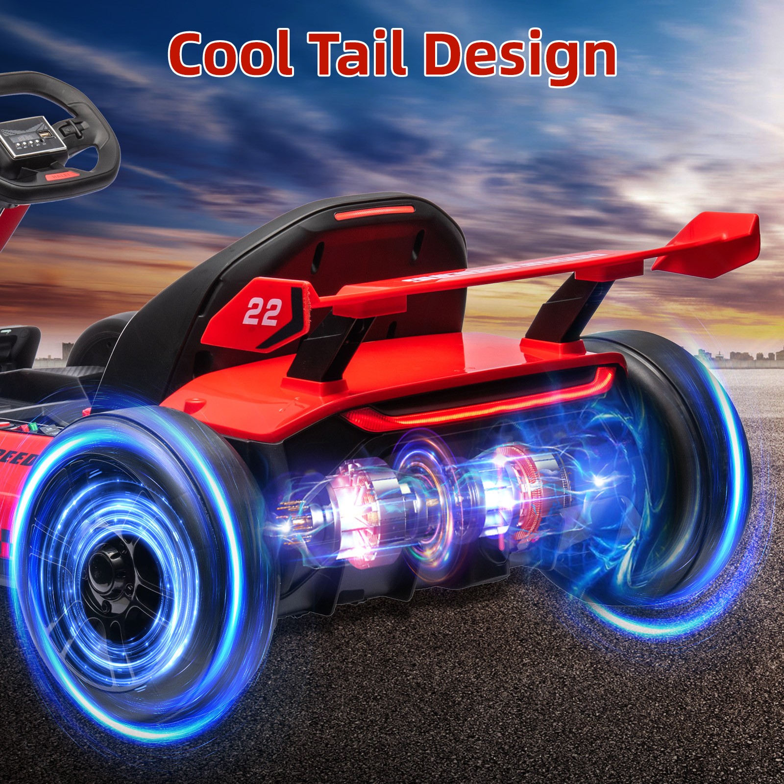24V Electric Go Kart, Powerful Drift Kart with 2×150W Motors for kids Ages 6-12