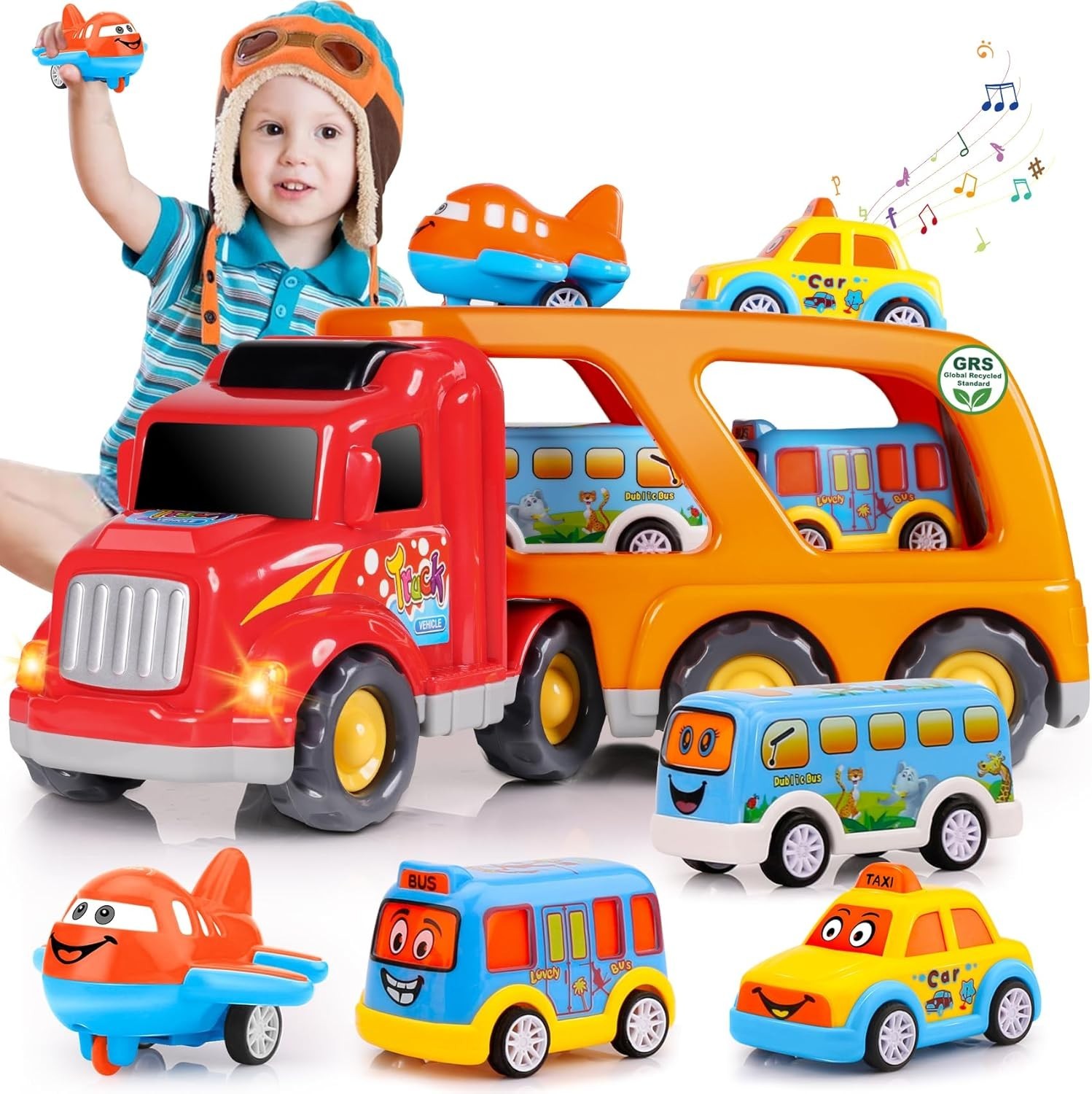 Portable Carrier Truck Playset: Creative 5-in-1 Toddler Toy Gift for Age 1-3