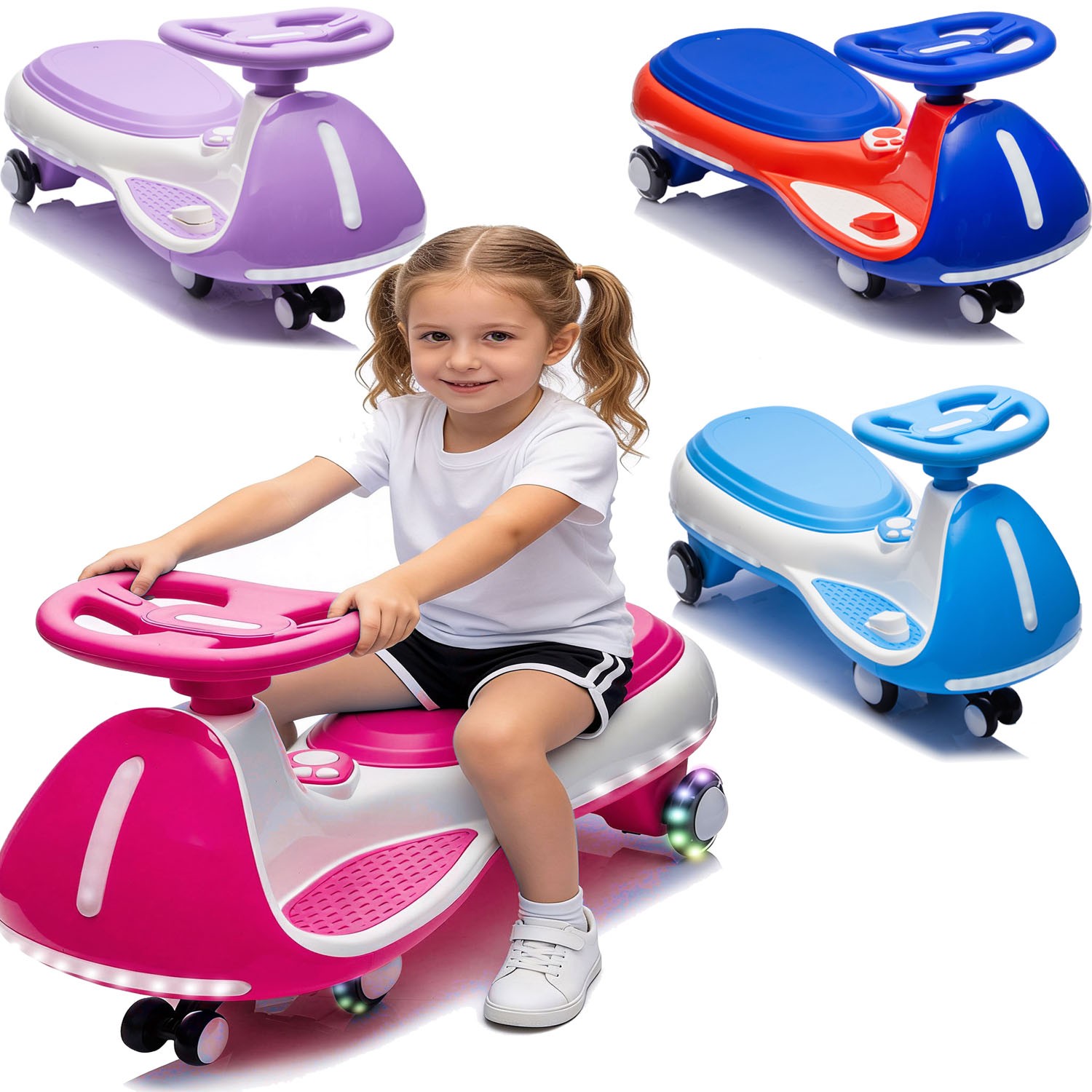 2 in 1 Electric Wiggle Car w/ Pedal Rechargeable Battery Swing Car Anti-Rollover