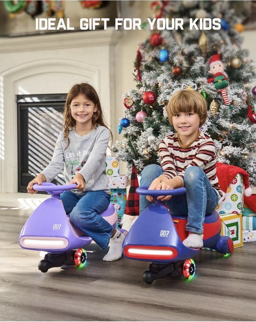 12V N7 Pro Electric Wiggle Car With Pedal Rechargeable Battery 2 In 1 Swing
