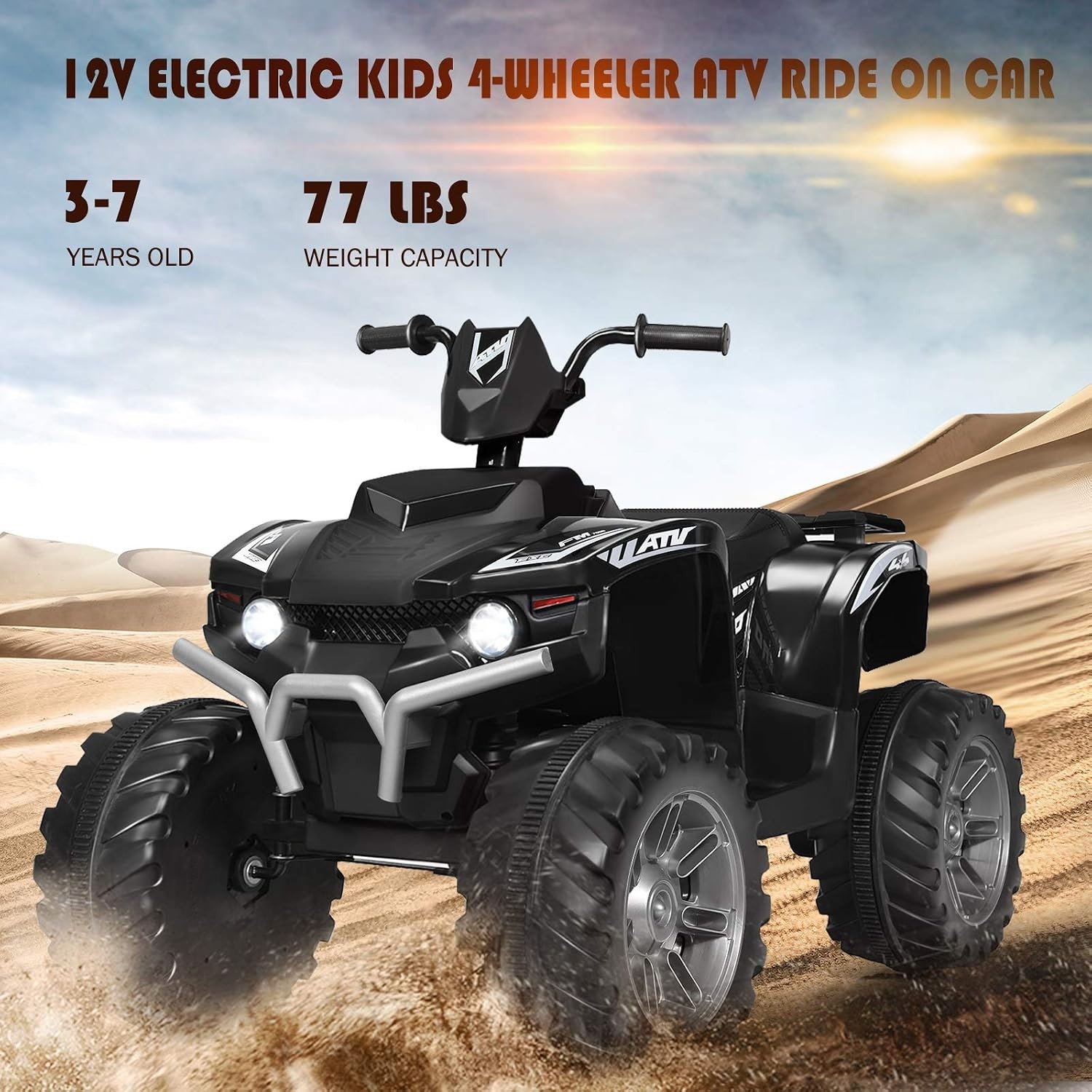 Kids Electric ATV Toy with LED Lights & Music, 12V