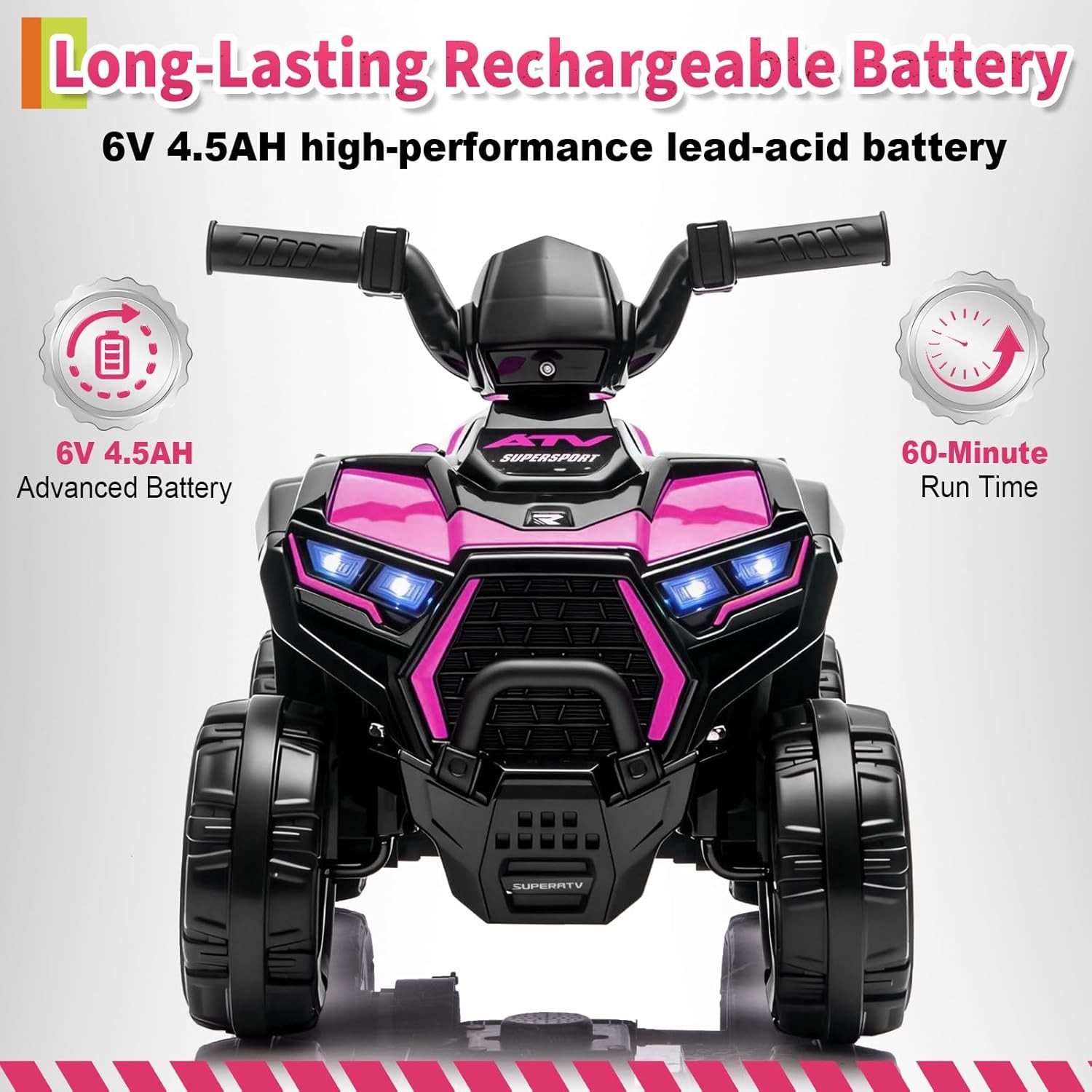 Ride on Car for Kids Electric 4 Wheeler ATV Toy w/ 3.5mph Max Speed for Toddler