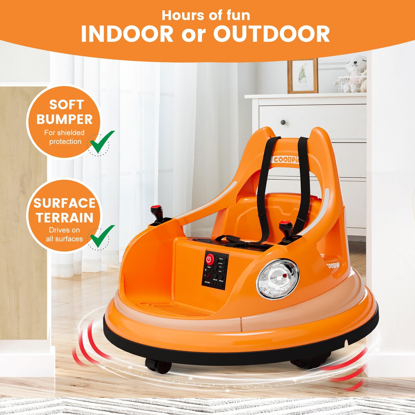 Kids Bumper Car, 12V Electric Ride On Bumper Car for Kids, 360° Spin Toddler Bum