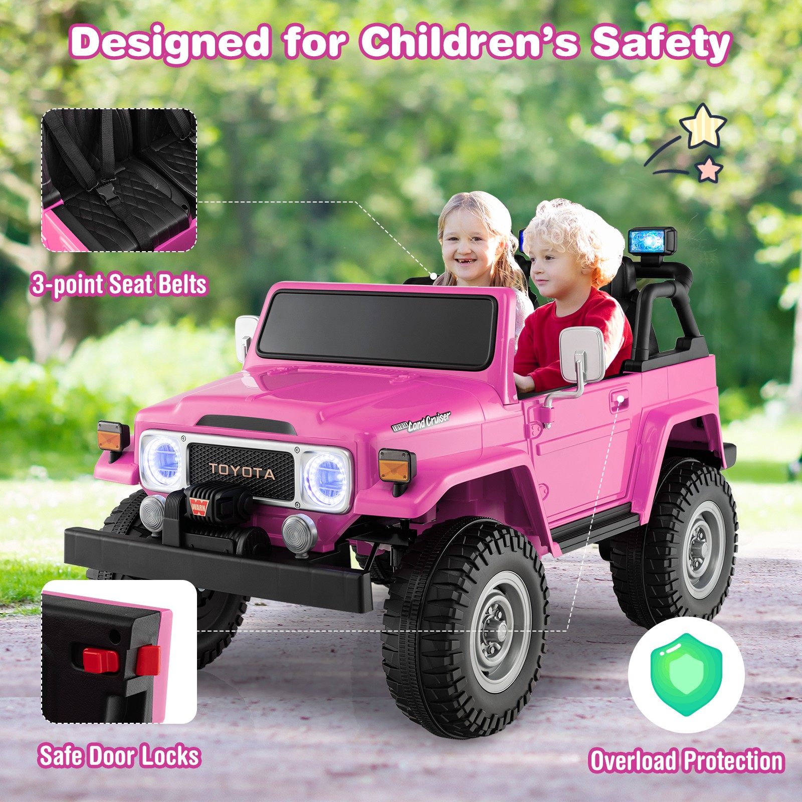2 Seater Ride On Truck Car 12V Licensed Toyota FJ40 RC w/ Laser Light & Music