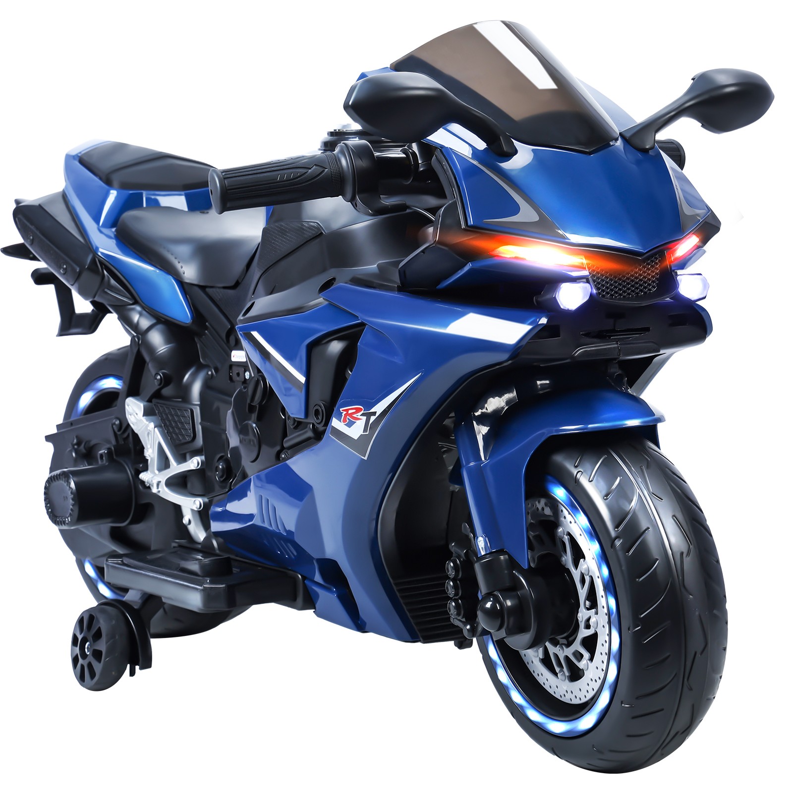 12V Electric Motorcycle, Speed Up to 9mph, Safety Auxiliary Wheels for Ages 2-8