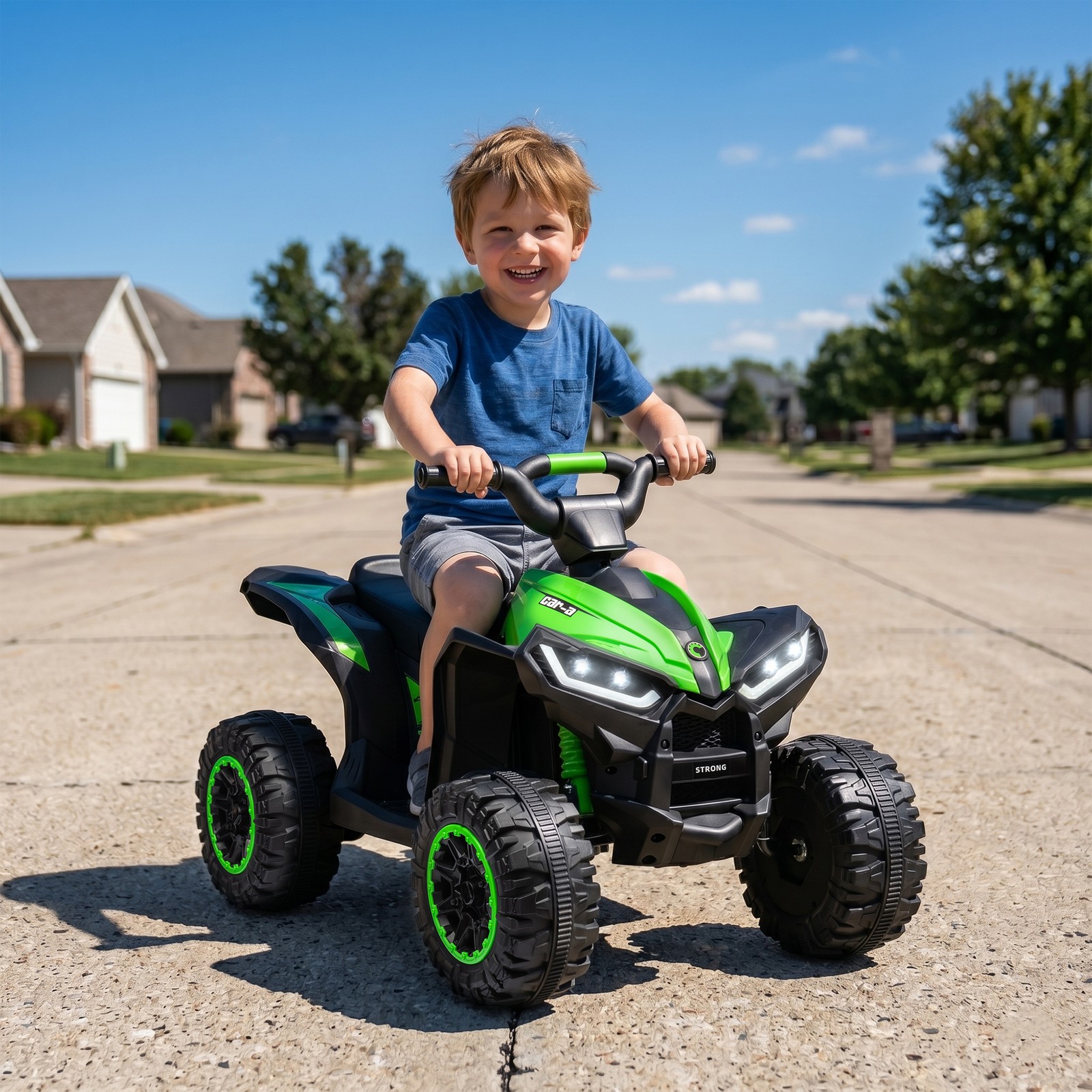 Aosom 4 Wheeler for Kids, Electric ATV, with Music for 3-5 Years Old Green