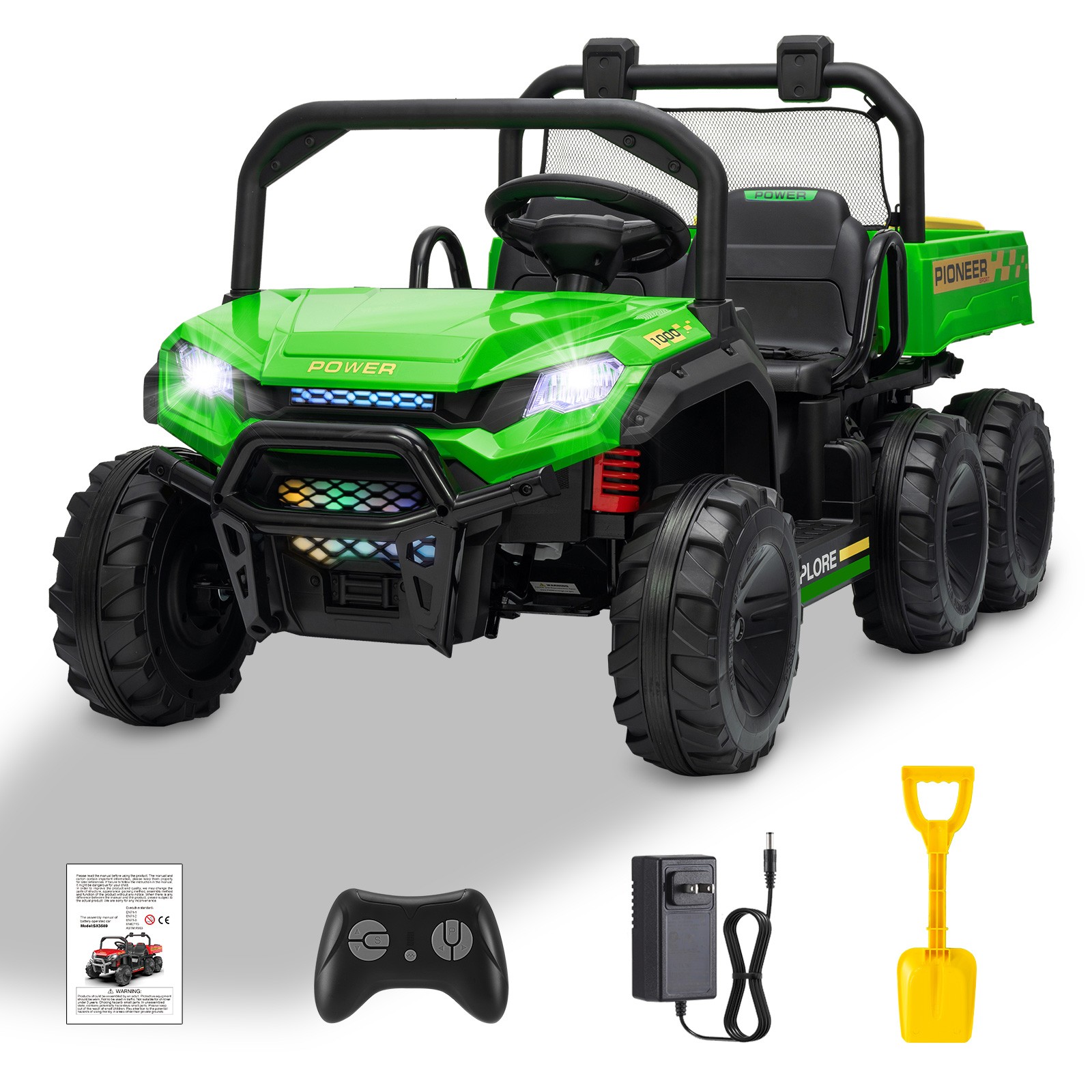 Kids Ride on Car 24V Electric Dump Truck 4WD 6 Wheeler Off-road UTV w/Remote LED