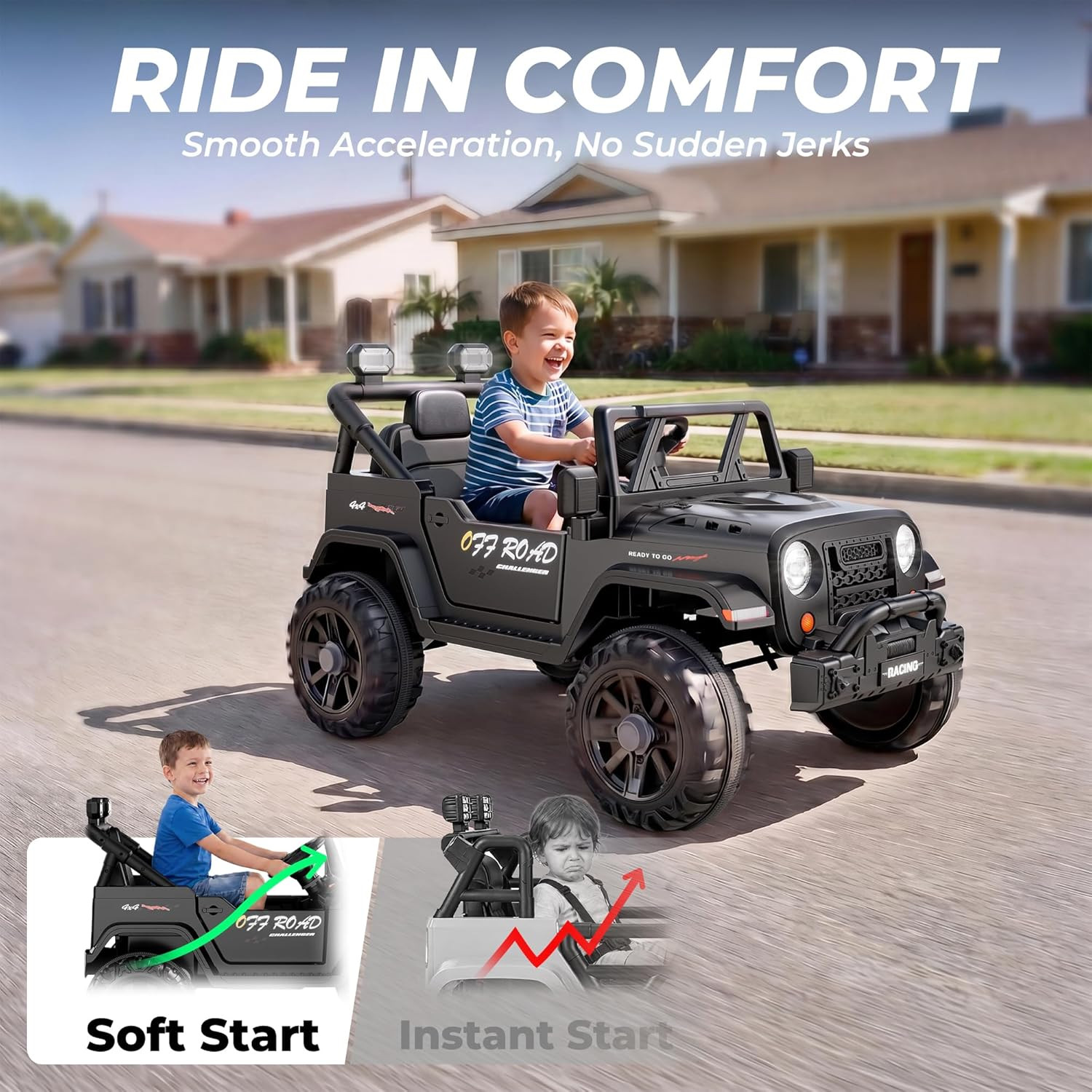 12V Ride on Truck Car with Remote Control, Kids Electric Vehicles with Bluetooth