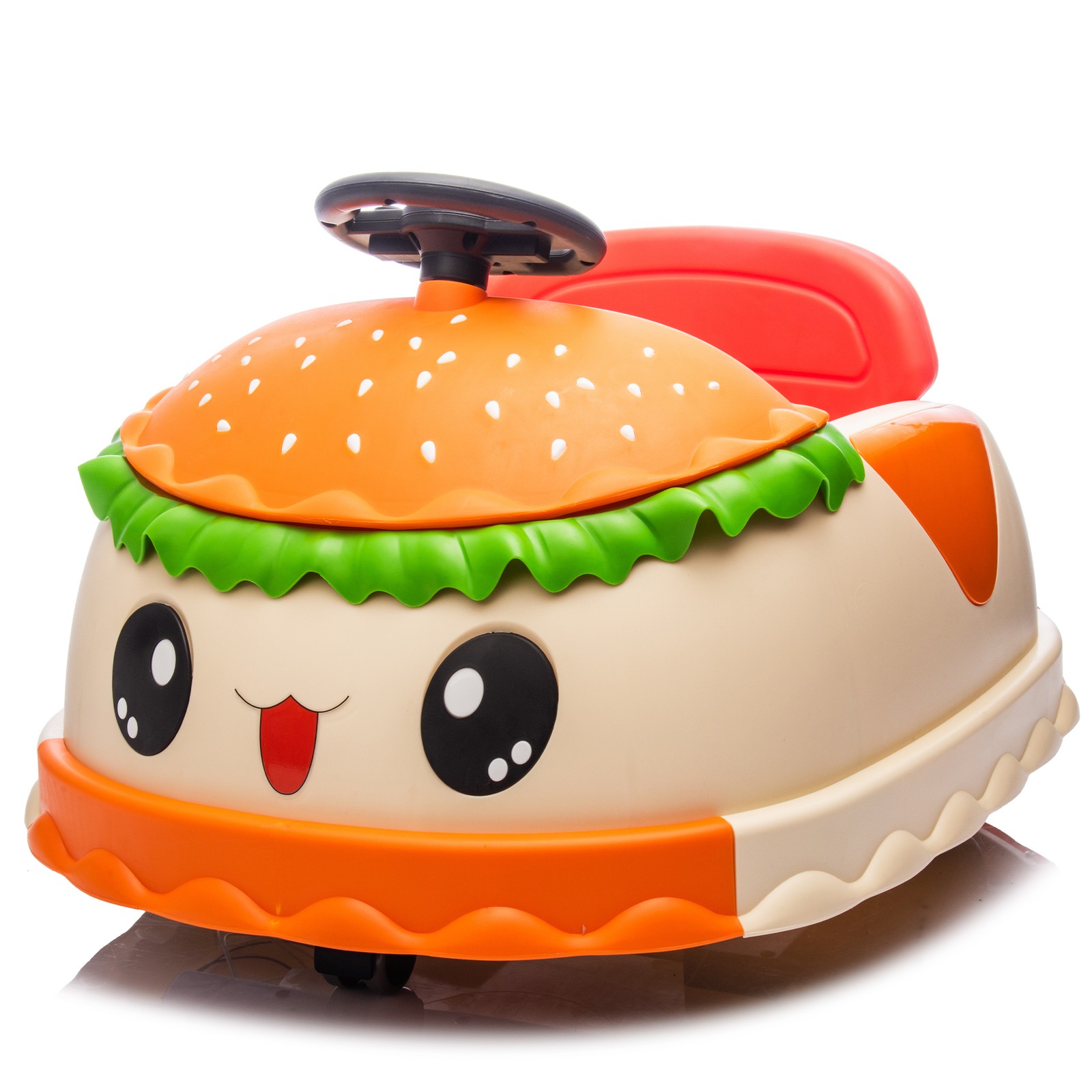 12V Kids Ride On Electric Bumper Car Cute Hamburger Design Storing Space For 2-5